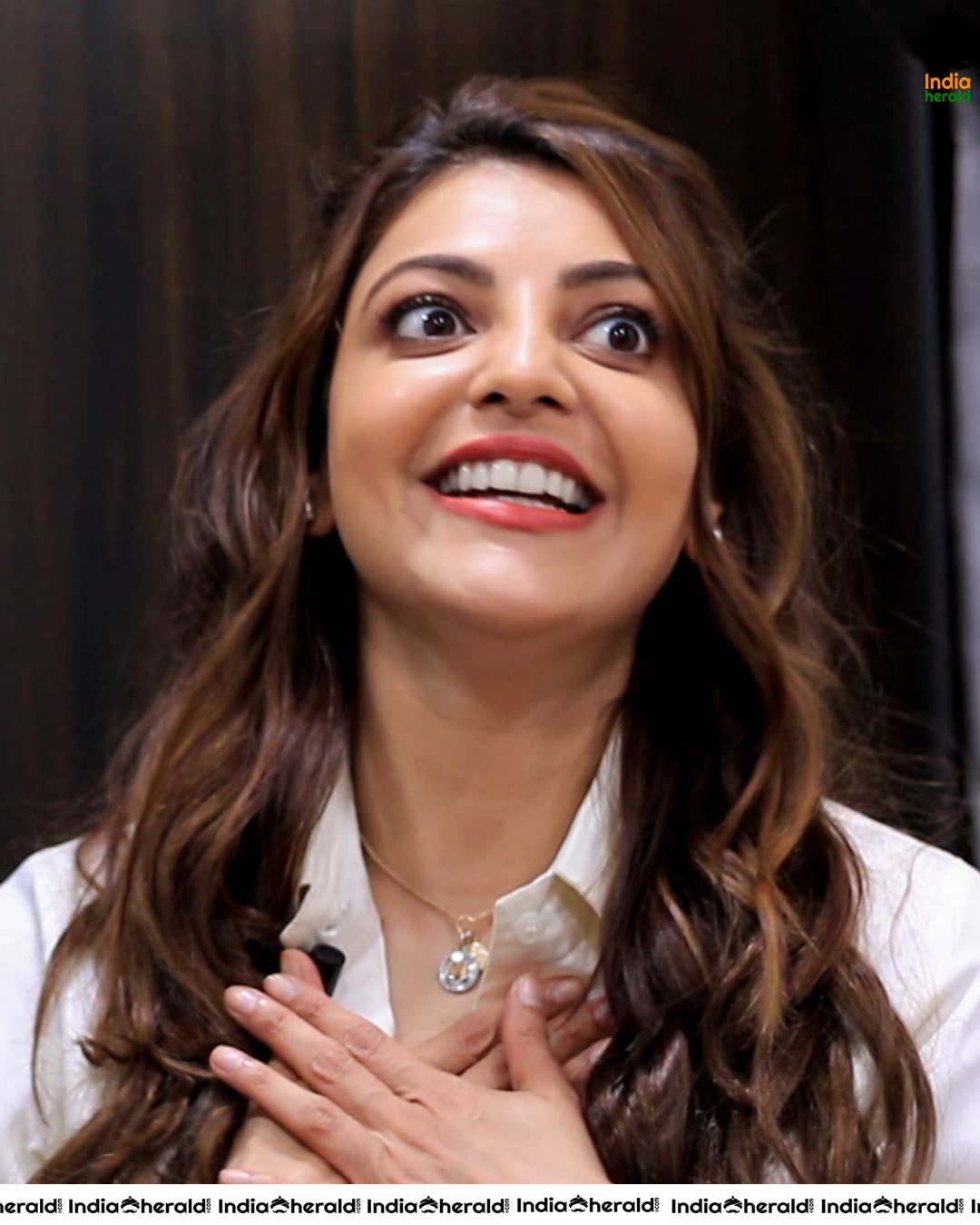 Cute Adorable Expressions of Kajal Aggarwal during her Latest Interview