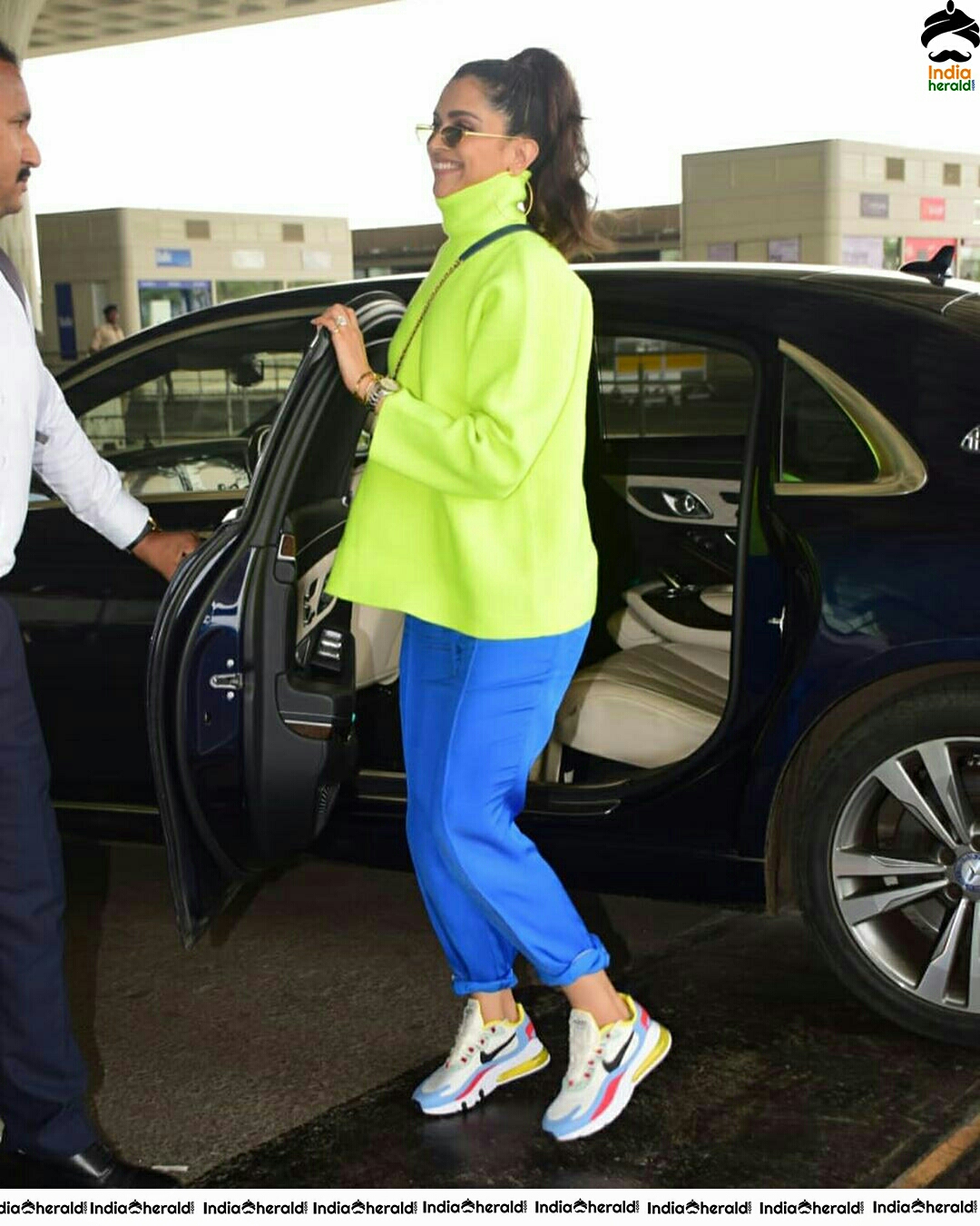 Deepika Padukone Borrows Ranveer Singh Neon Turtle Neck T Shirt For Her Latest Outing Set 1