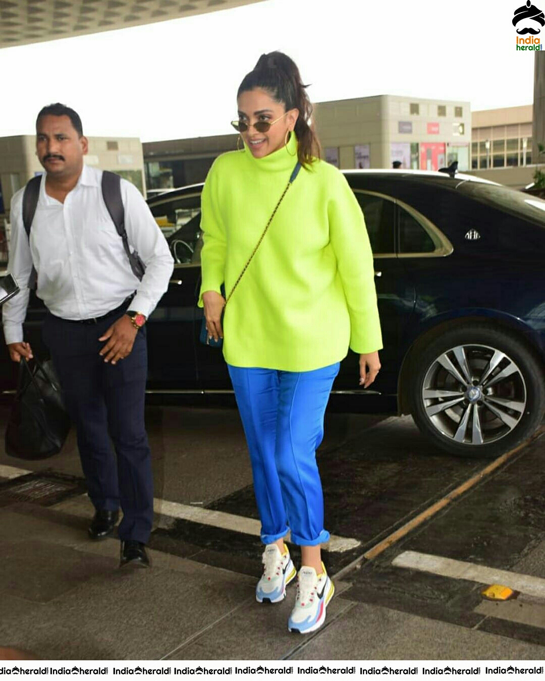 Deepika Padukone Borrows Ranveer Singh Neon Turtle Neck T Shirt For Her Latest Outing Set 1
