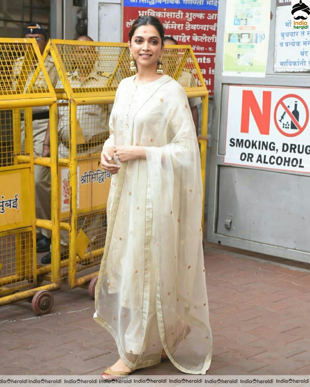 Deepika padukone Cute In White chudi While Spotted Outside Temple