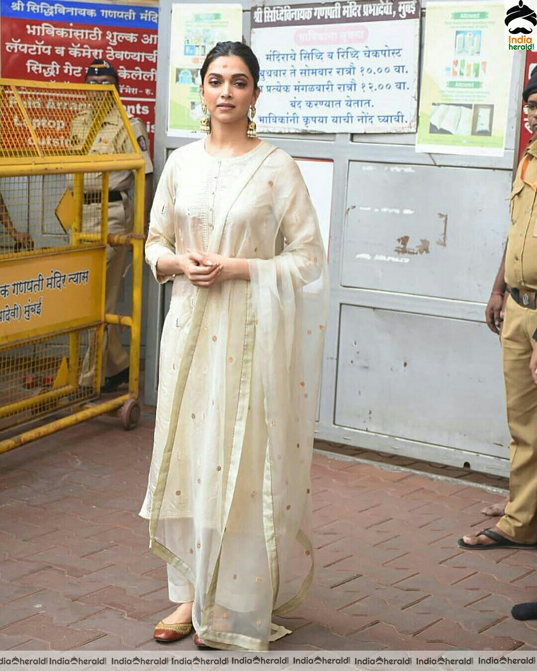Deepika padukone Cute In White chudi While Spotted Outside Temple