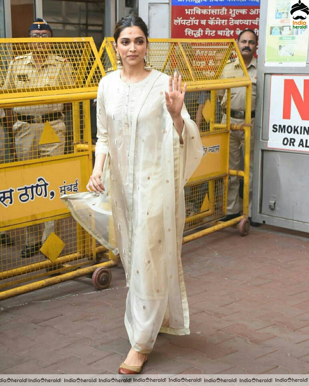 Deepika padukone Cute In White chudi While Spotted Outside Temple