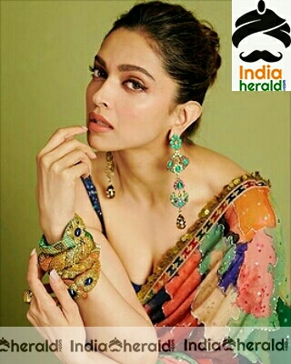 Deepika padukone Hot In multi colour Saree