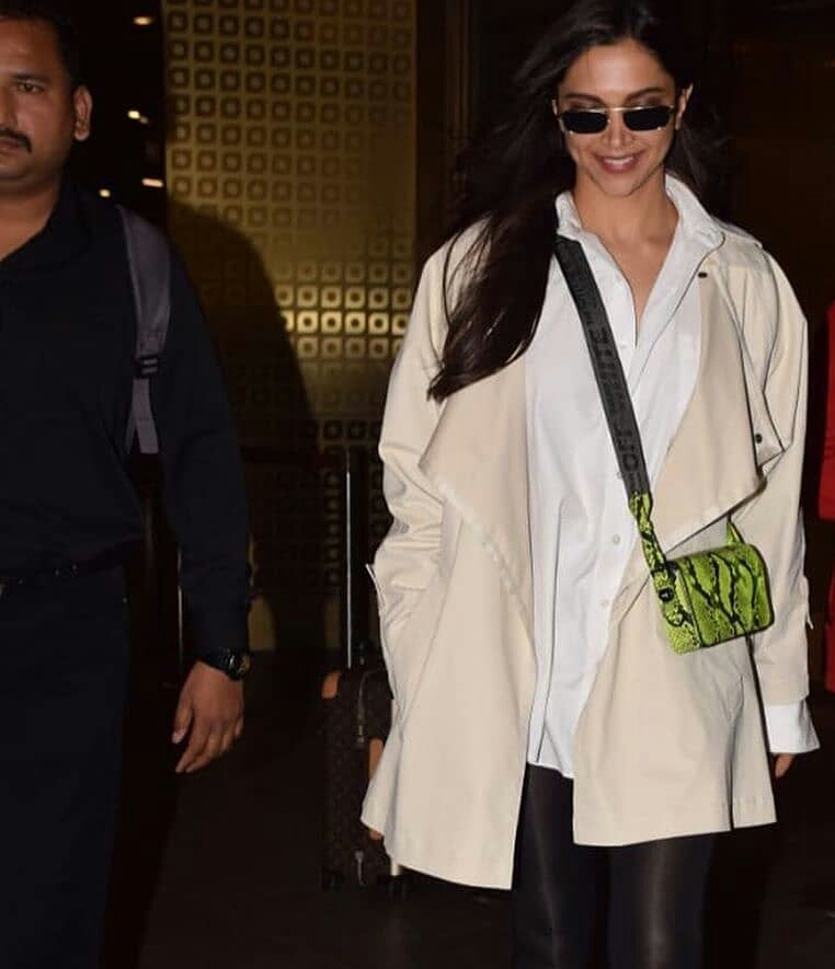 Deepika Padukone In A Free Hair And Casual Dress Look At Airport