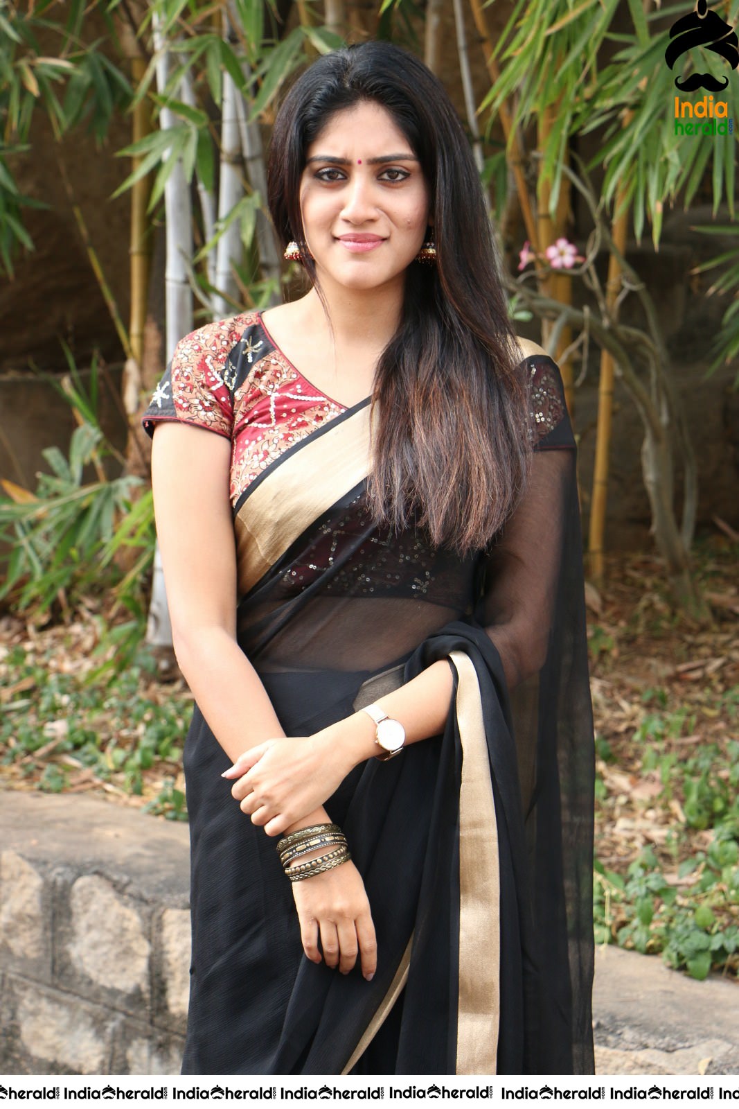 Dhanya Balakrishna Latest Hot Stills in Black Transparent Saree Set 1