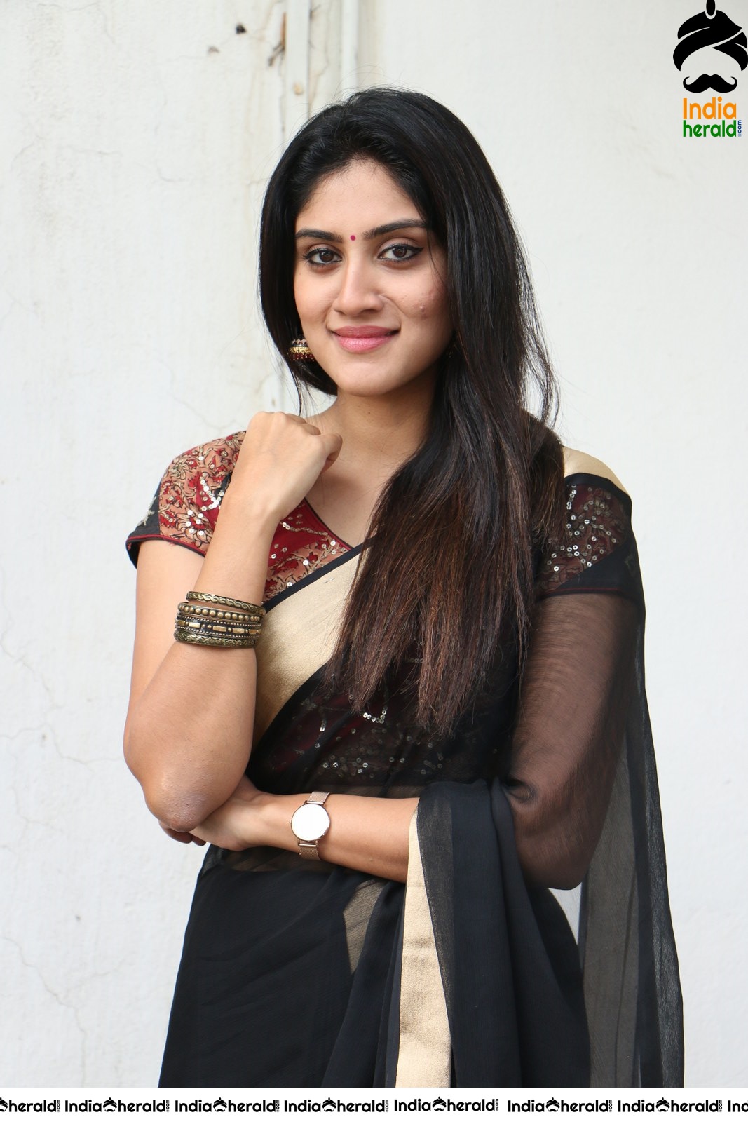 Dhanya Balakrishna Latest Hot Stills in Black Transparent Saree Set 1