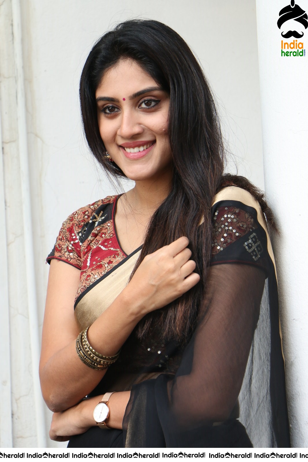 Dhanya Balakrishna Latest Hot Stills in Black Transparent Saree Set 2