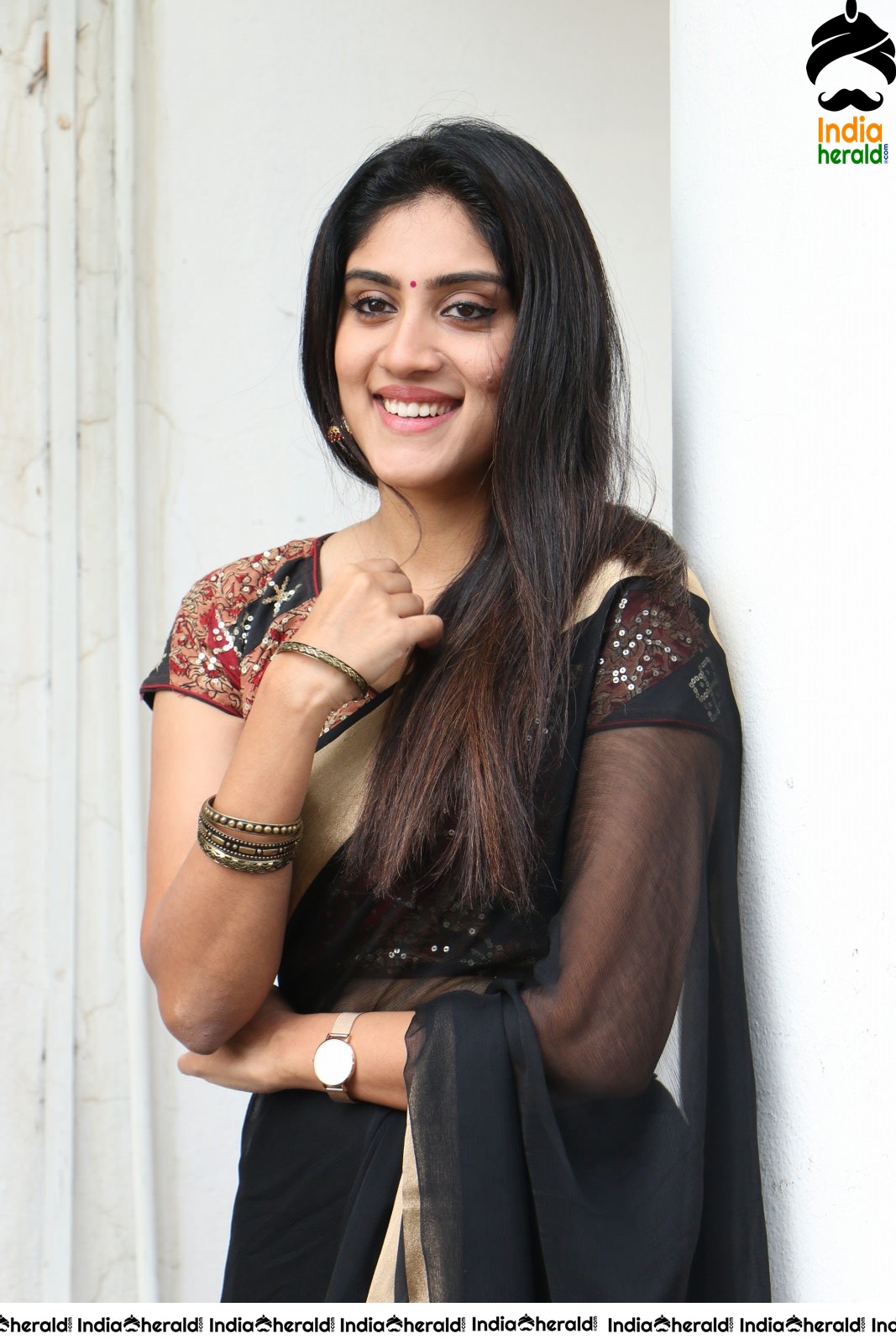 Dhanya Balakrishna Latest Hot Stills in Black Transparent Saree Set 2