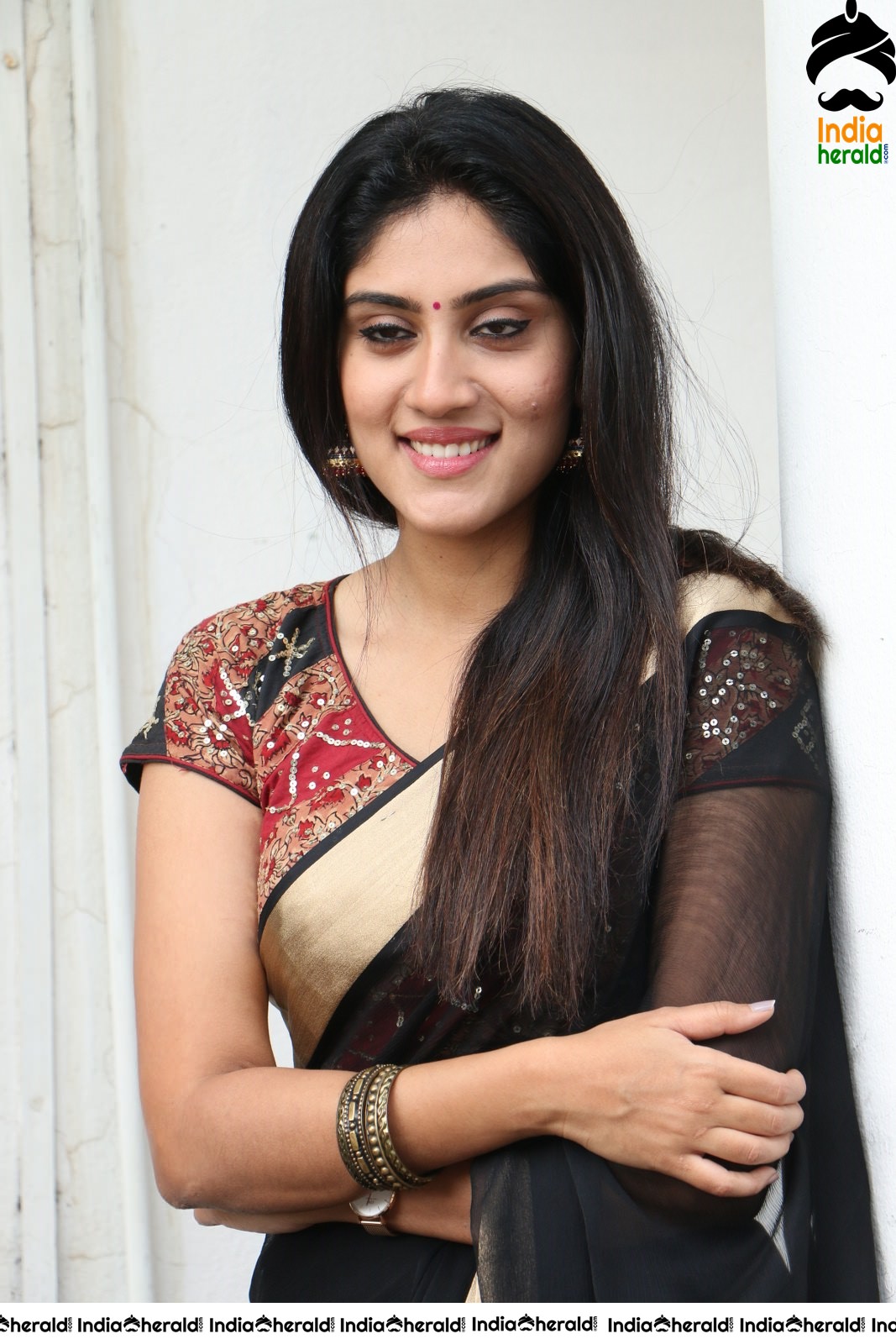 Dhanya Balakrishna Latest Hot Stills in Black Transparent Saree Set 2