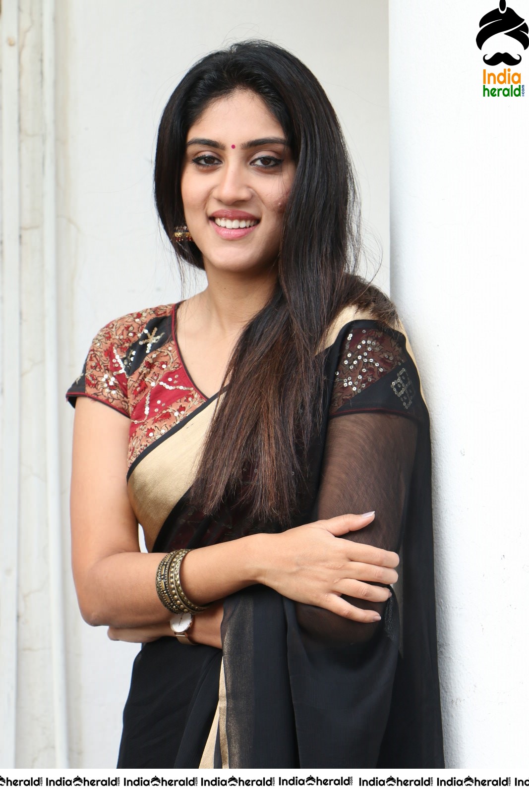 Dhanya Balakrishna Latest Hot Stills in Black Transparent Saree Set 2