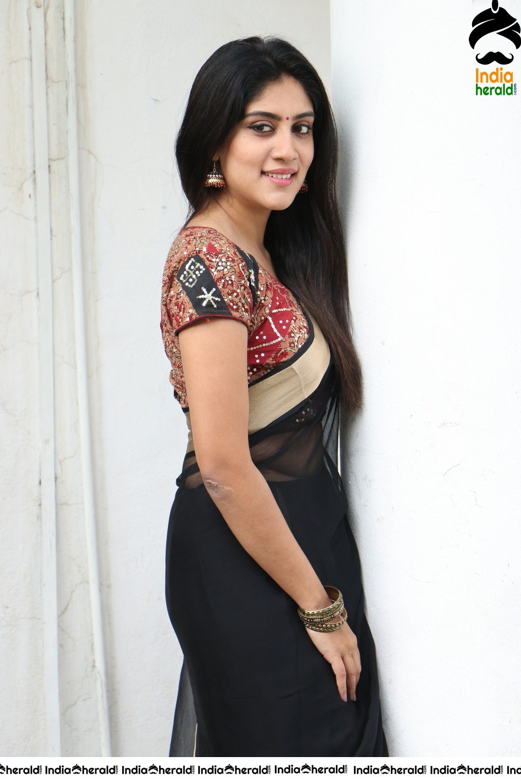 Dhanya Balakrishna Latest Hot Stills in Black Transparent Saree Set 2