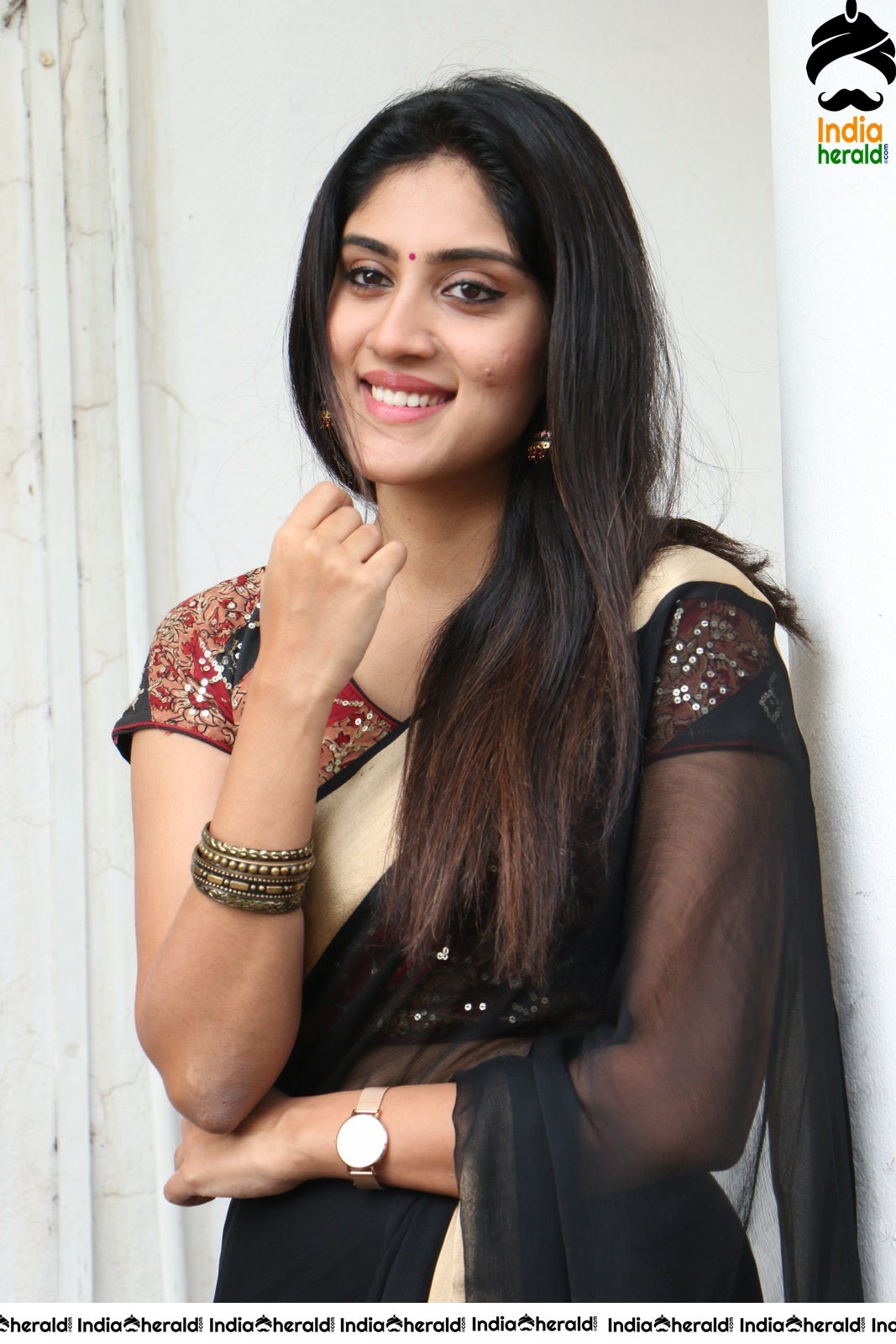 Dhanya Balakrishna Latest Hot Stills in Black Transparent Saree Set 2