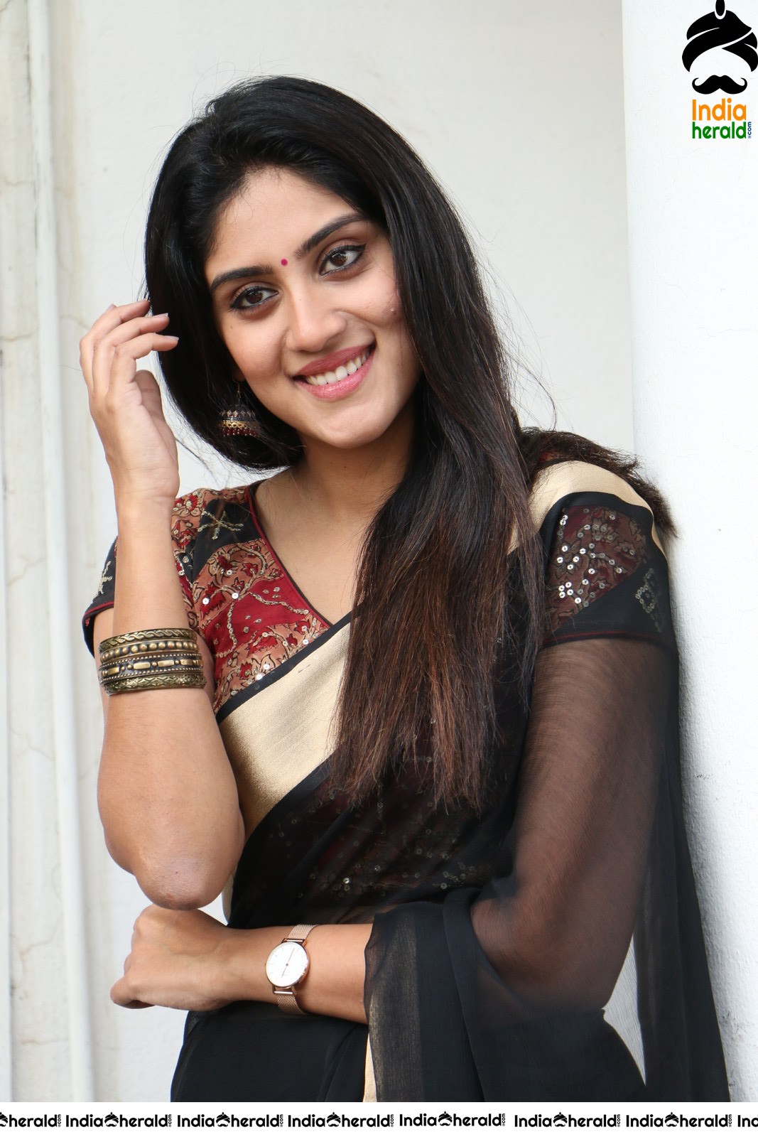 Dhanya Balakrishna Latest Hot Stills in Black Transparent Saree Set 2