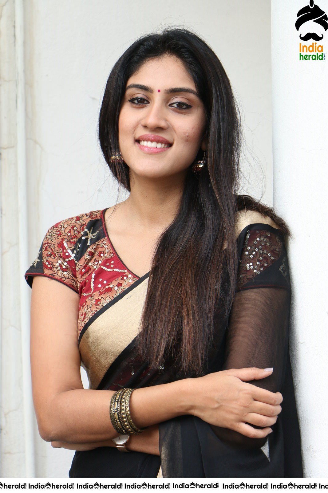 Dhanya Balakrishna Latest Hot Stills in Black Transparent Saree Set 2