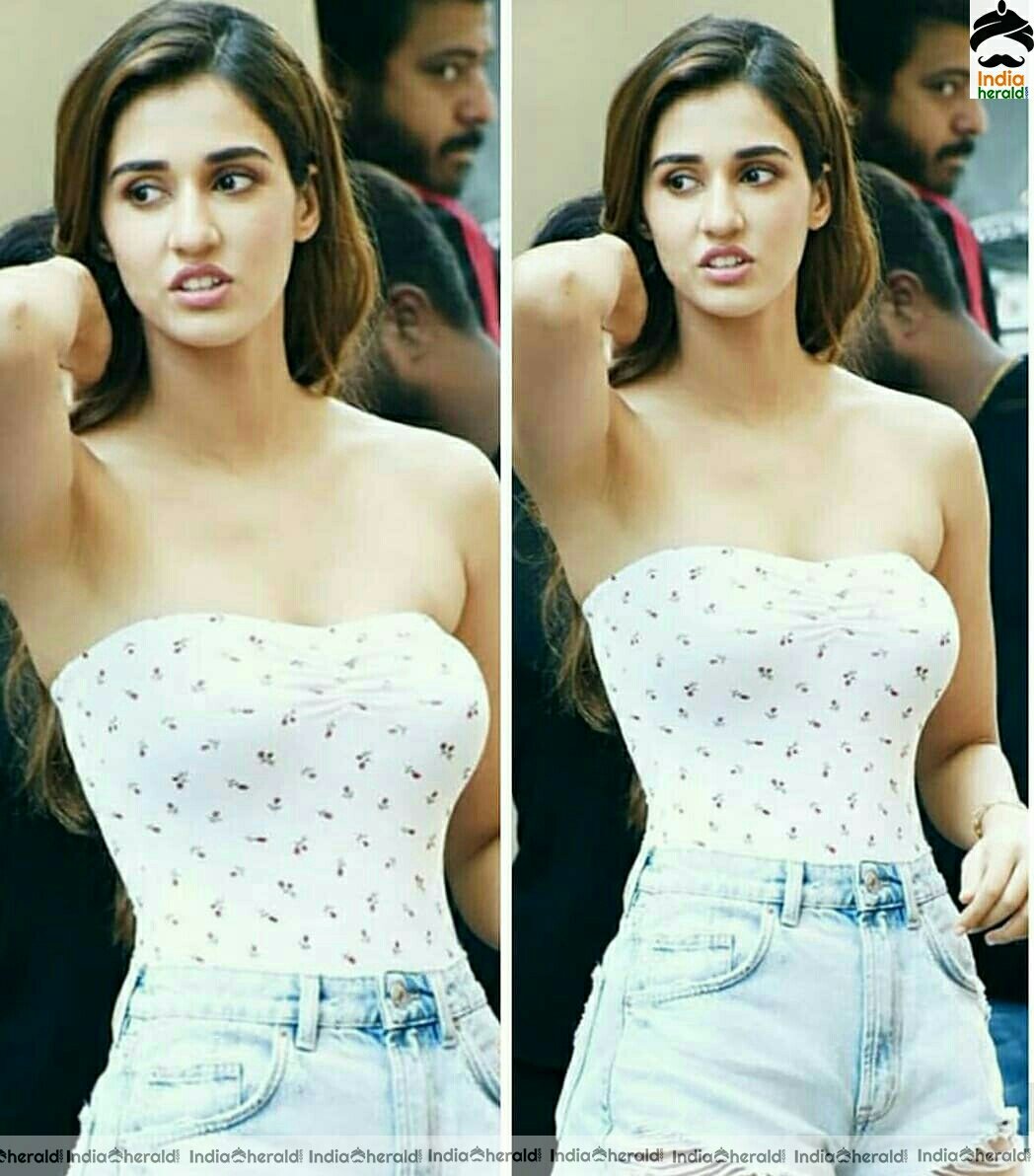 Disha Patani Shows Her Sexy Cleavage In White Sleeveless Top