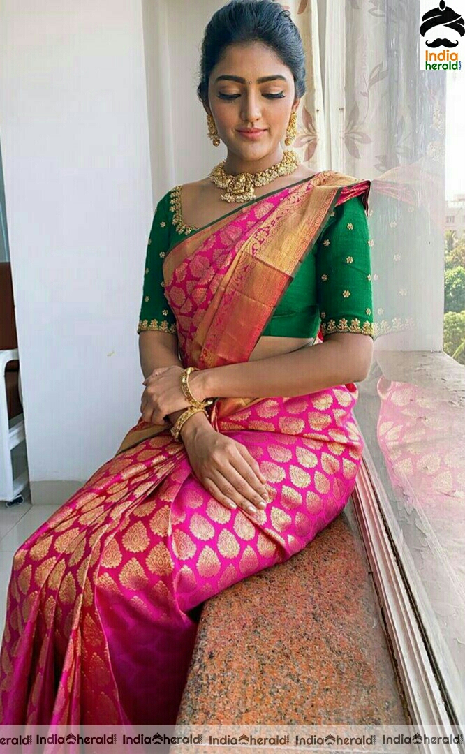 Eesha rebba Cute Pink Traditional Saree Stills