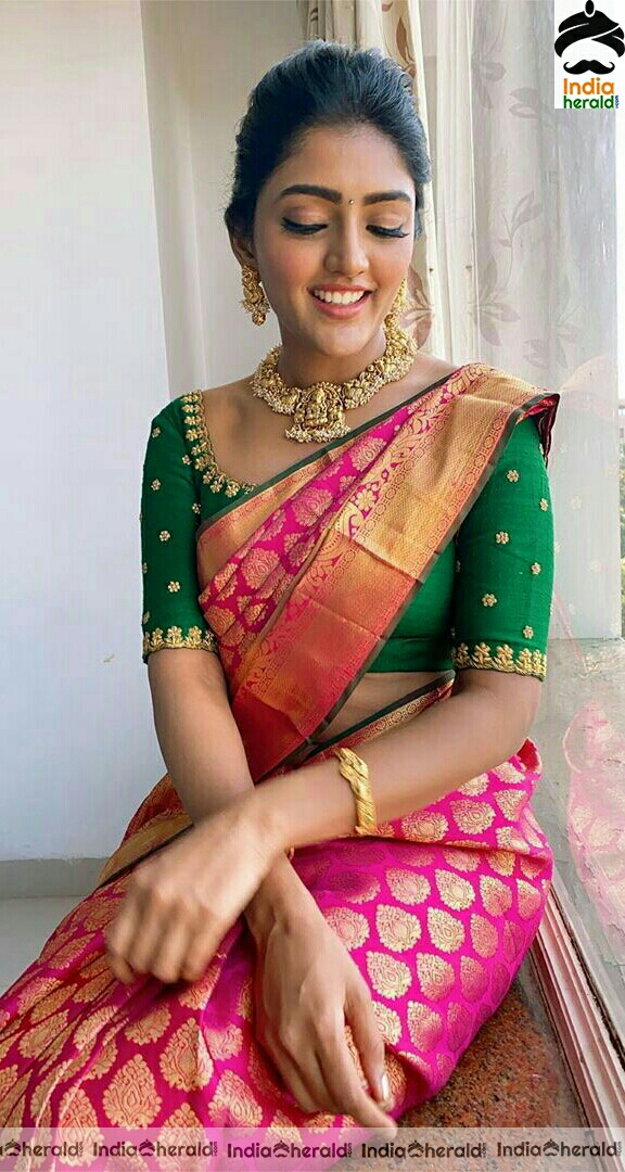 Eesha rebba Cute Pink Traditional Saree Stills