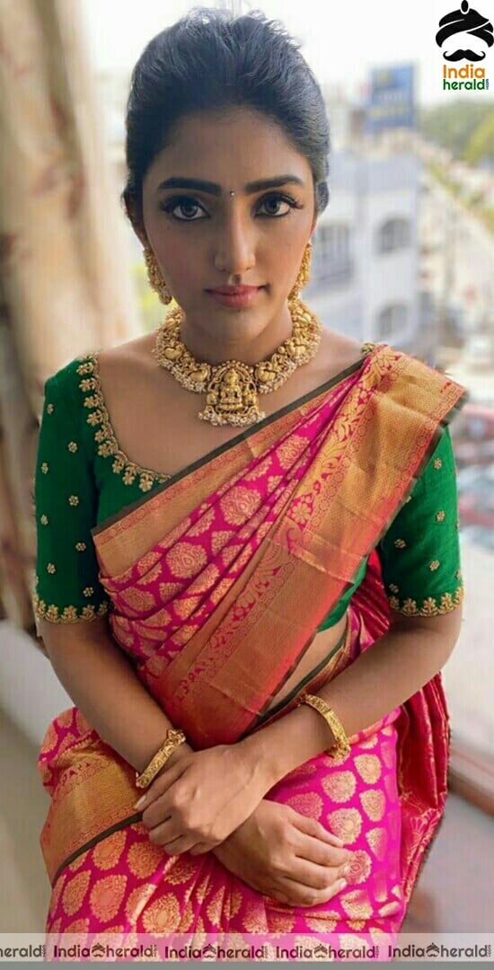 Eesha rebba Cute Pink Traditional Saree Stills