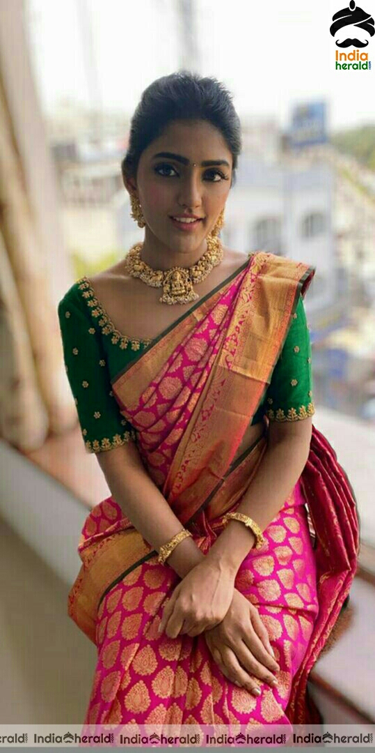 Eesha rebba Cute Pink Traditional Saree Stills