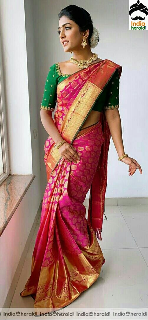 Eesha rebba Cute Pink Traditional Saree Stills