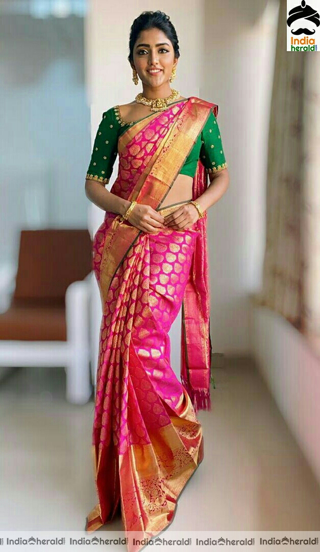 Eesha rebba Cute Pink Traditional Saree Stills