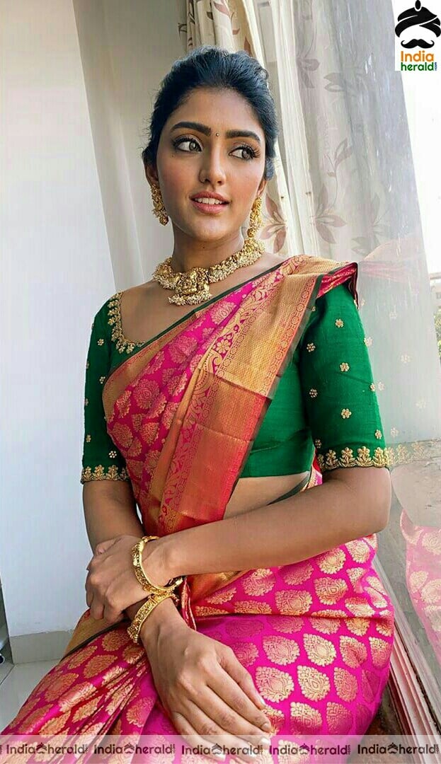 Eesha rebba Cute Pink Traditional Saree Stills