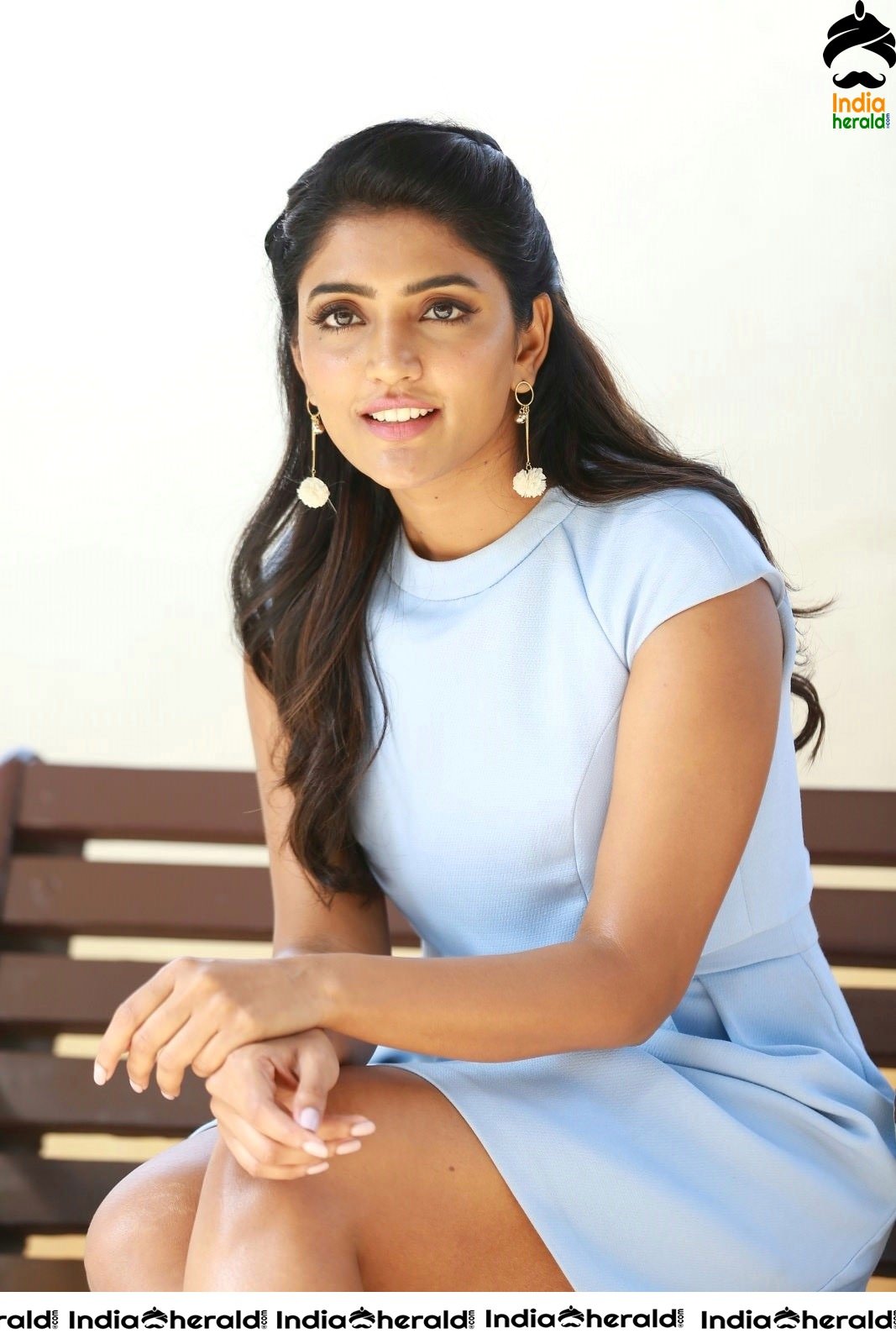 Eesha Rebba shows her thighs in Sky Blue Frock Set 2