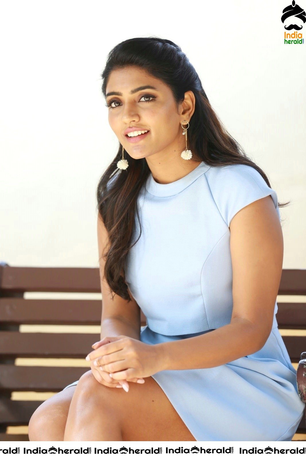Eesha Rebba shows her thighs in Sky Blue Frock Set 2