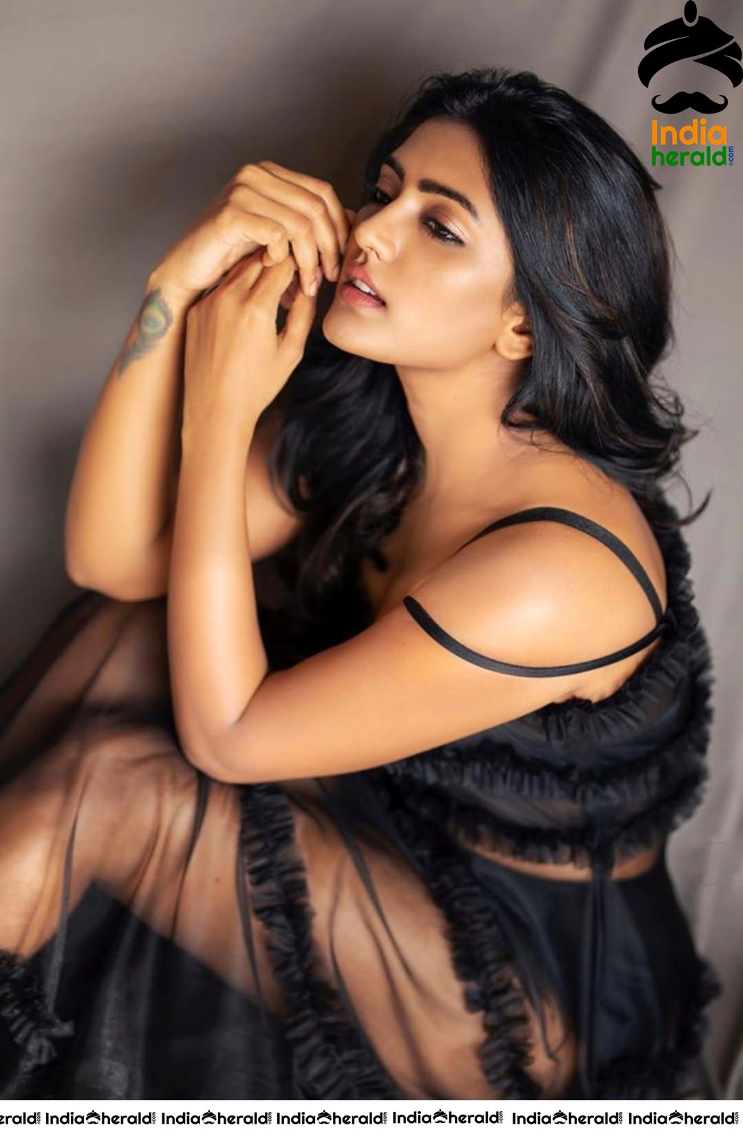 Eesha Rebba Tempts Your Mood in Black Transparent Robe Exposing Inner Beauty Set 1