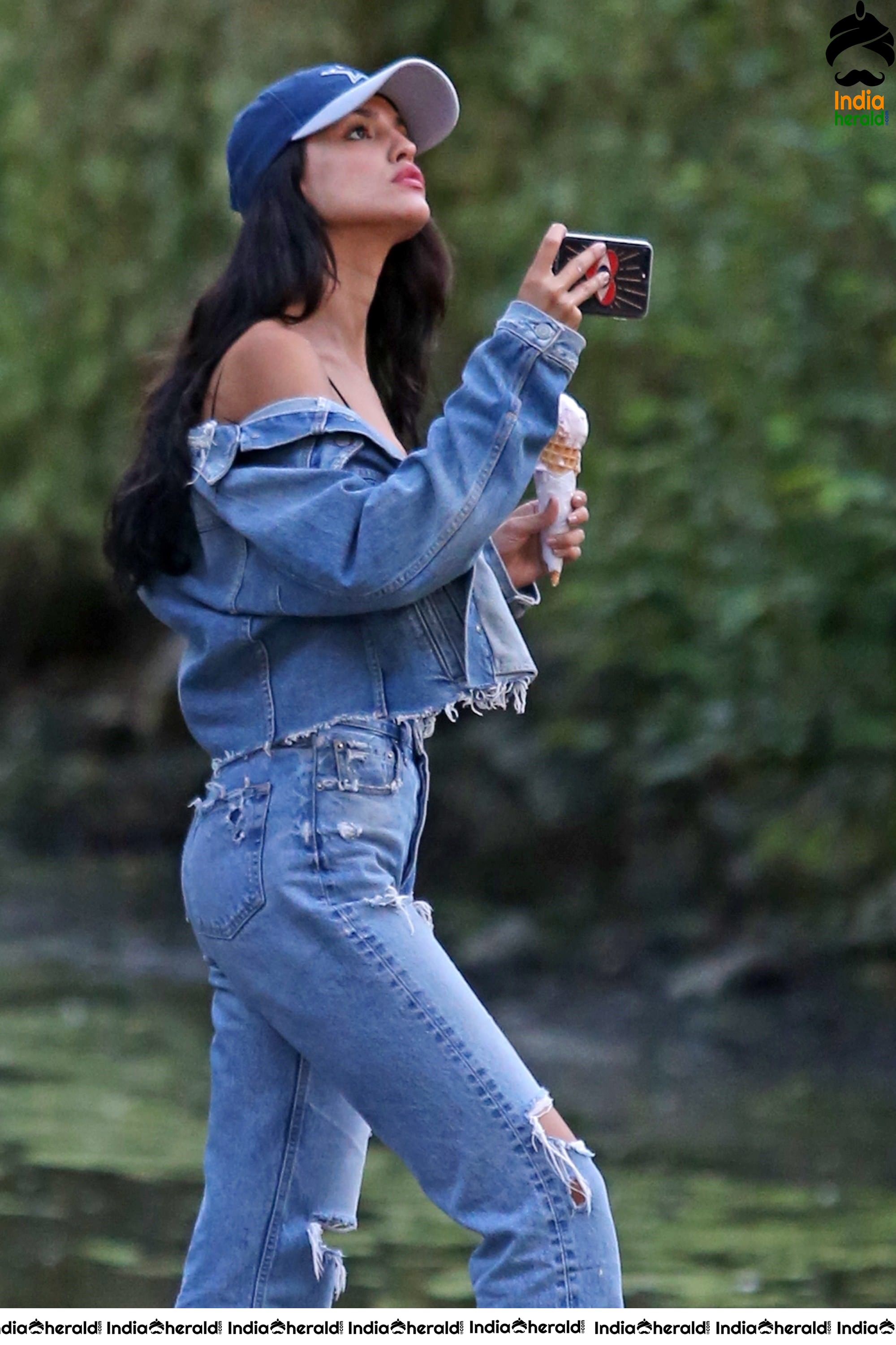 Eiza Gonzalez shows her Sexy Midriff with a Softie Ice Creat at Vancouver Set 2