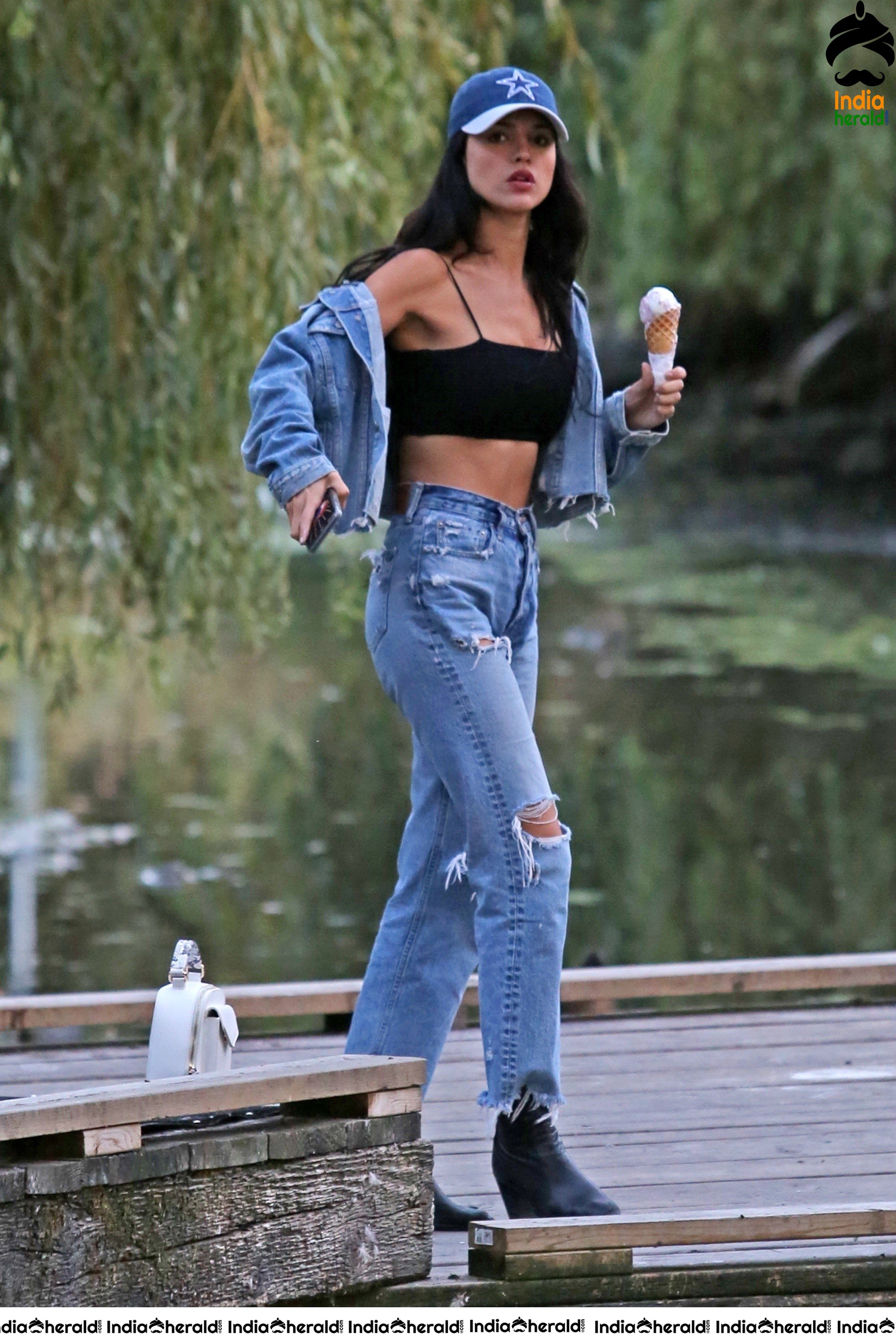 Eiza Gonzalez shows her Sexy Midriff with a Softie Ice Creat at Vancouver Set 2