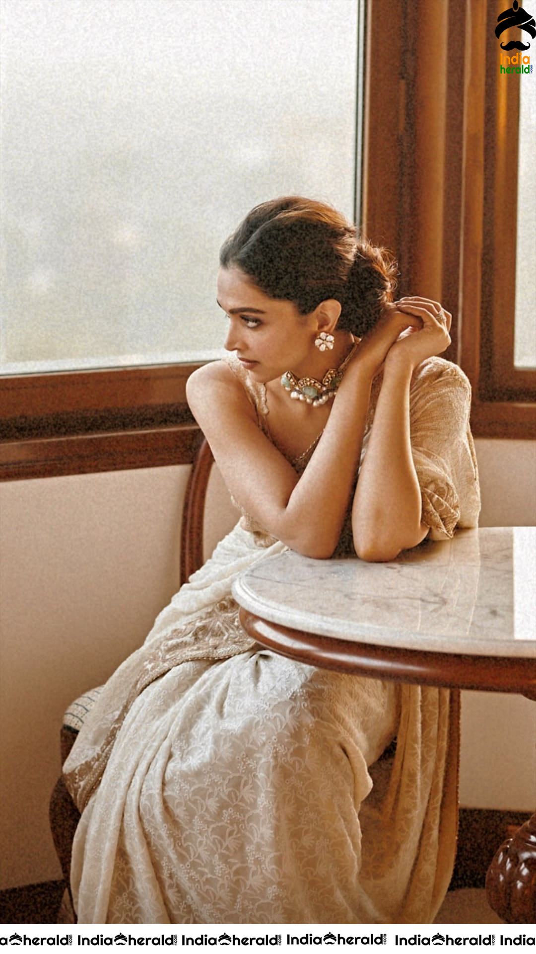 Elegant Deepika Padukine Saree Photoshoot before Sridevi Book Launch