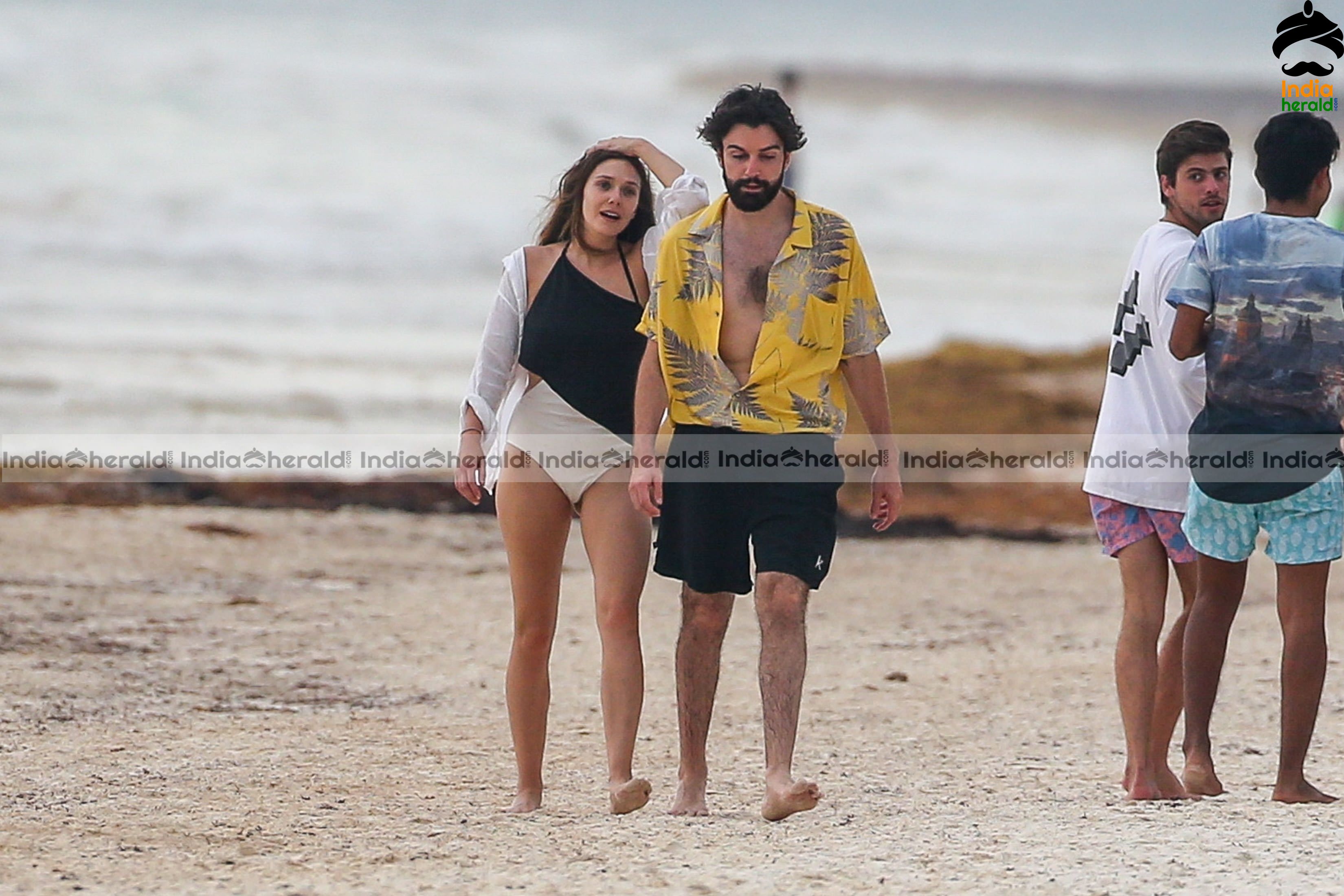 Elizabeth Olsen with her Boyfriend at a Beach in Mexico Set 3