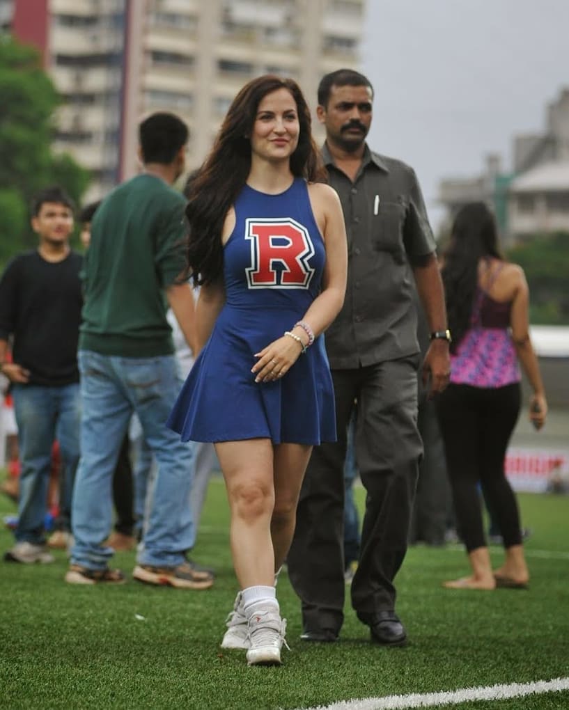 Elli Avram Looks Super Sexy In A Blue Cheerleader Dress