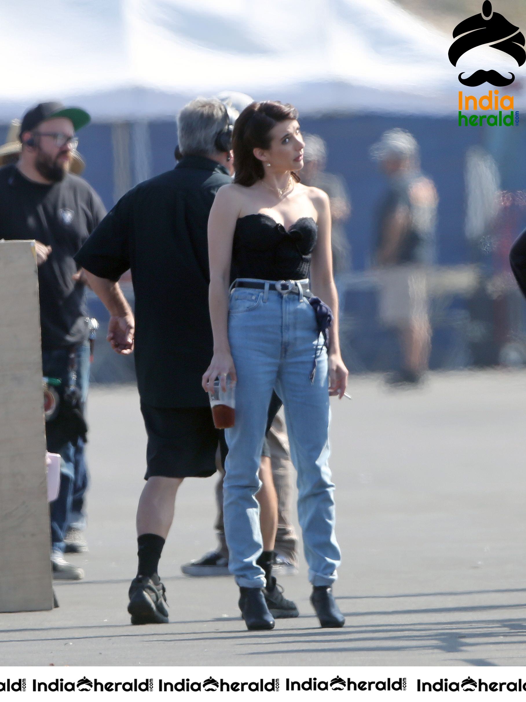 Emma Roberts on the set of American Horror Story 1984 in Los Angeles Set 2