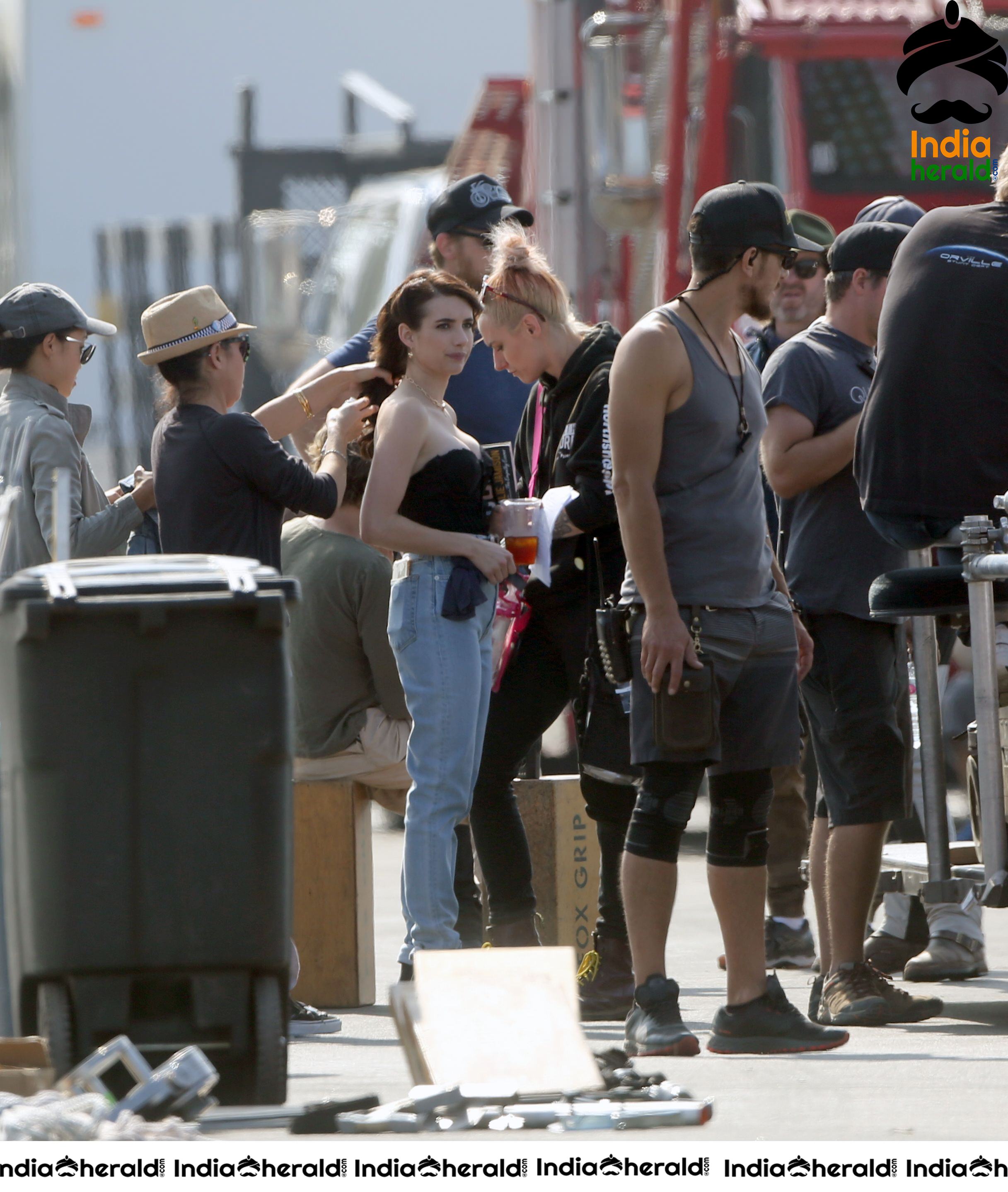 Emma Roberts On the Sets of American Horror Story 1984 in Los Angeles Set 1