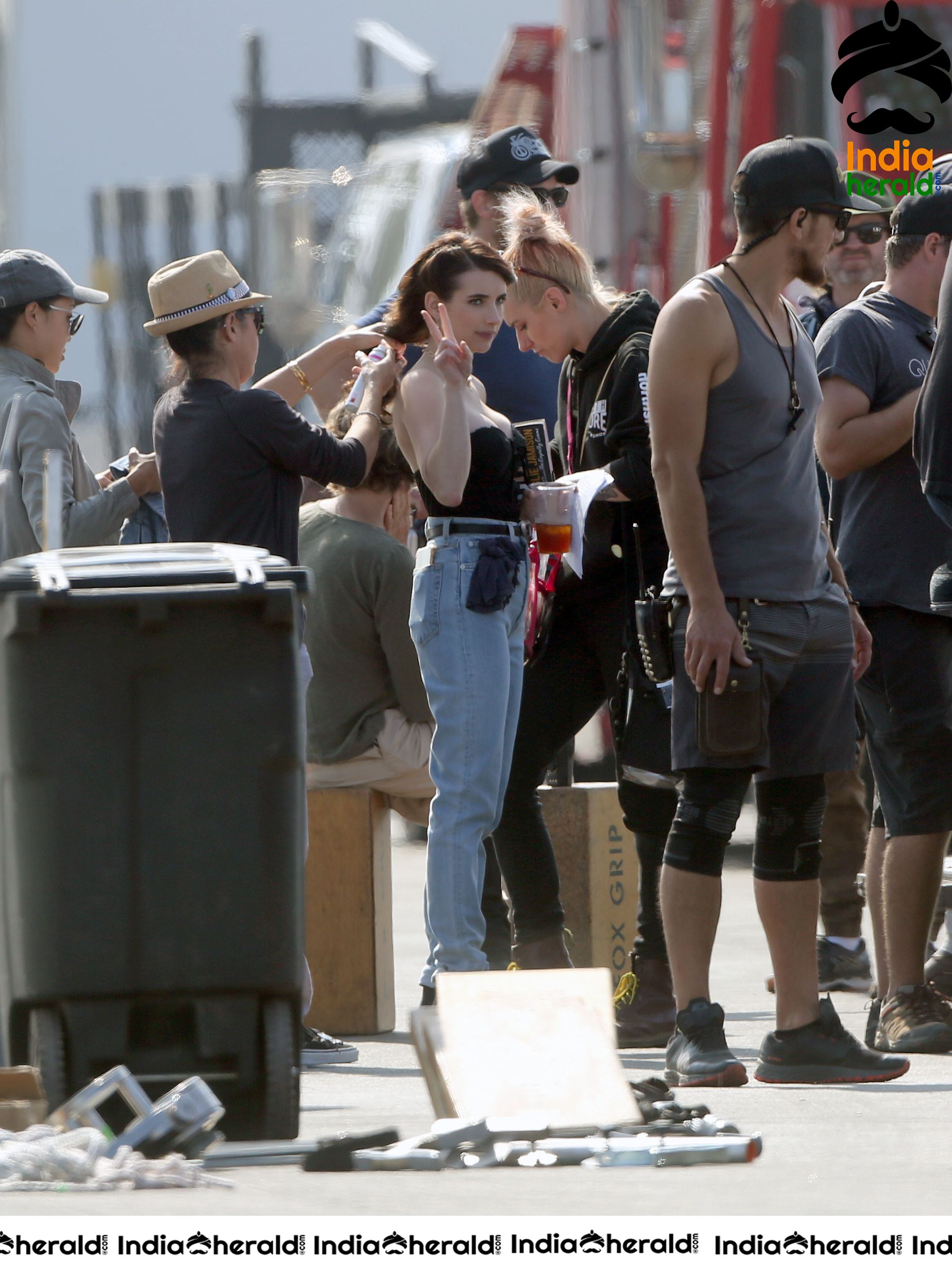 Emma Roberts On the Sets of American Horror Story 1984 in Los Angeles Set 1