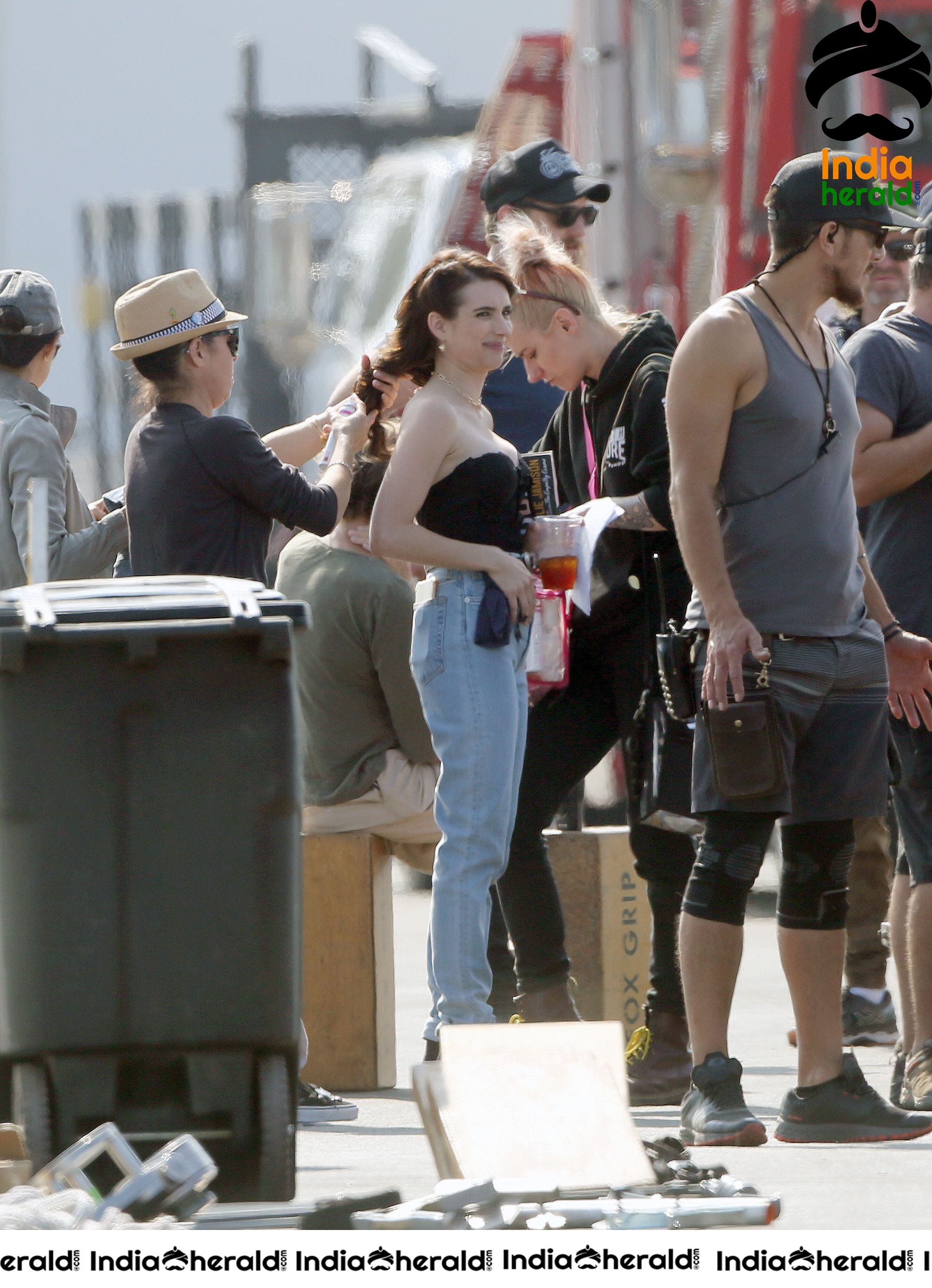 Emma Roberts On the Sets of American Horror Story 1984 in Los Angeles Set 1