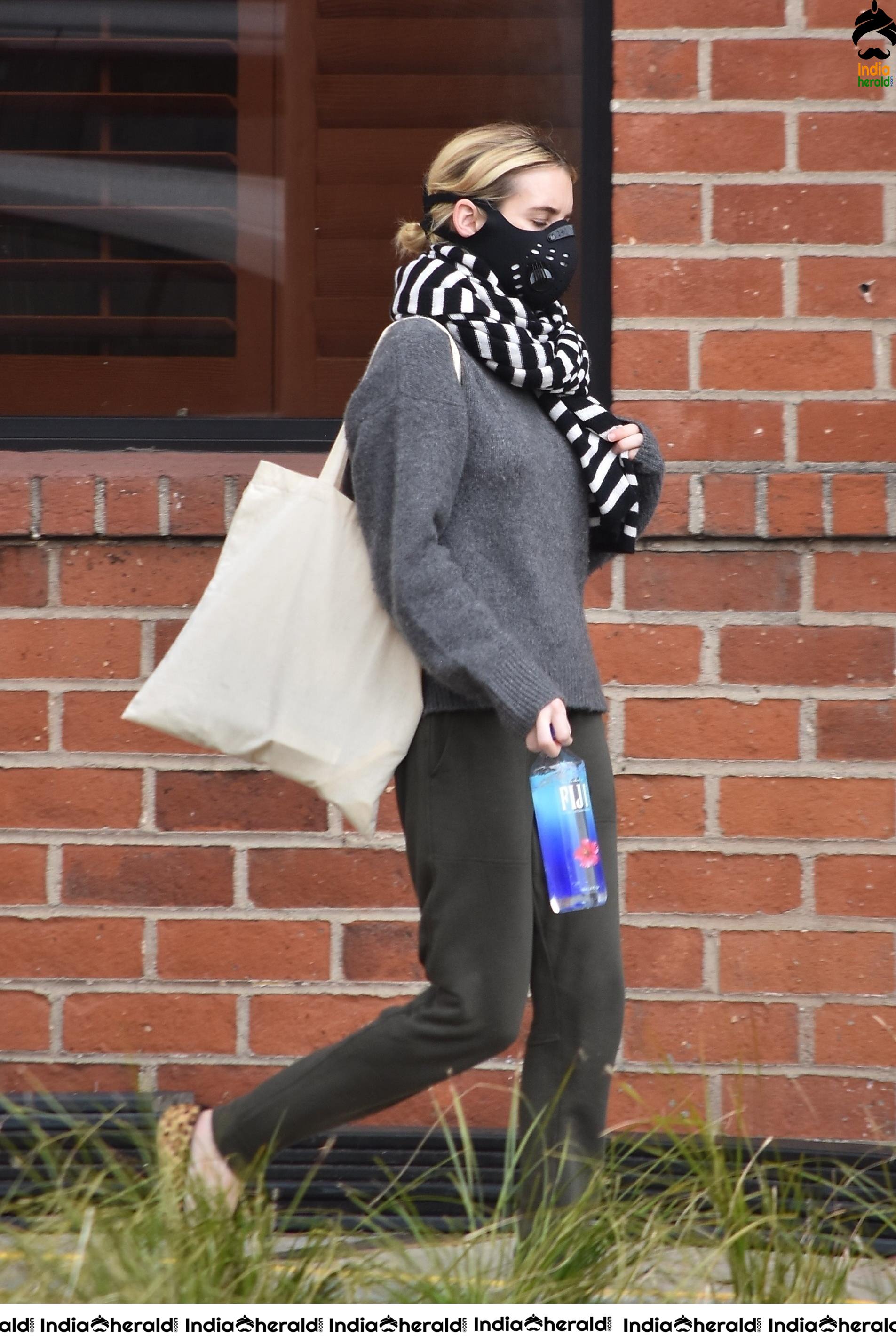 Emma Roberts outside a medical building in Sherman Oaks due to Corona Virus lockdown