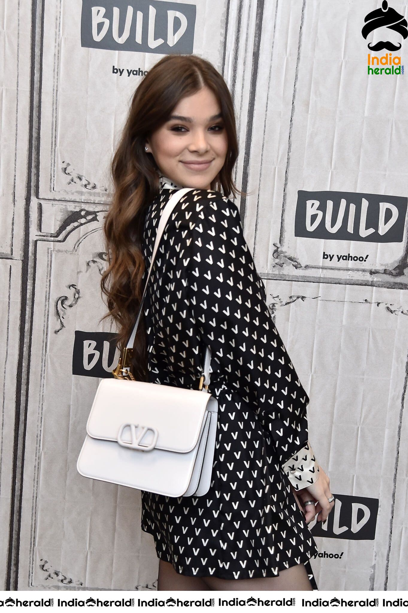 Hailee Steinfeld in Black Transparent Stockings at AOL Build in New York City Set 1