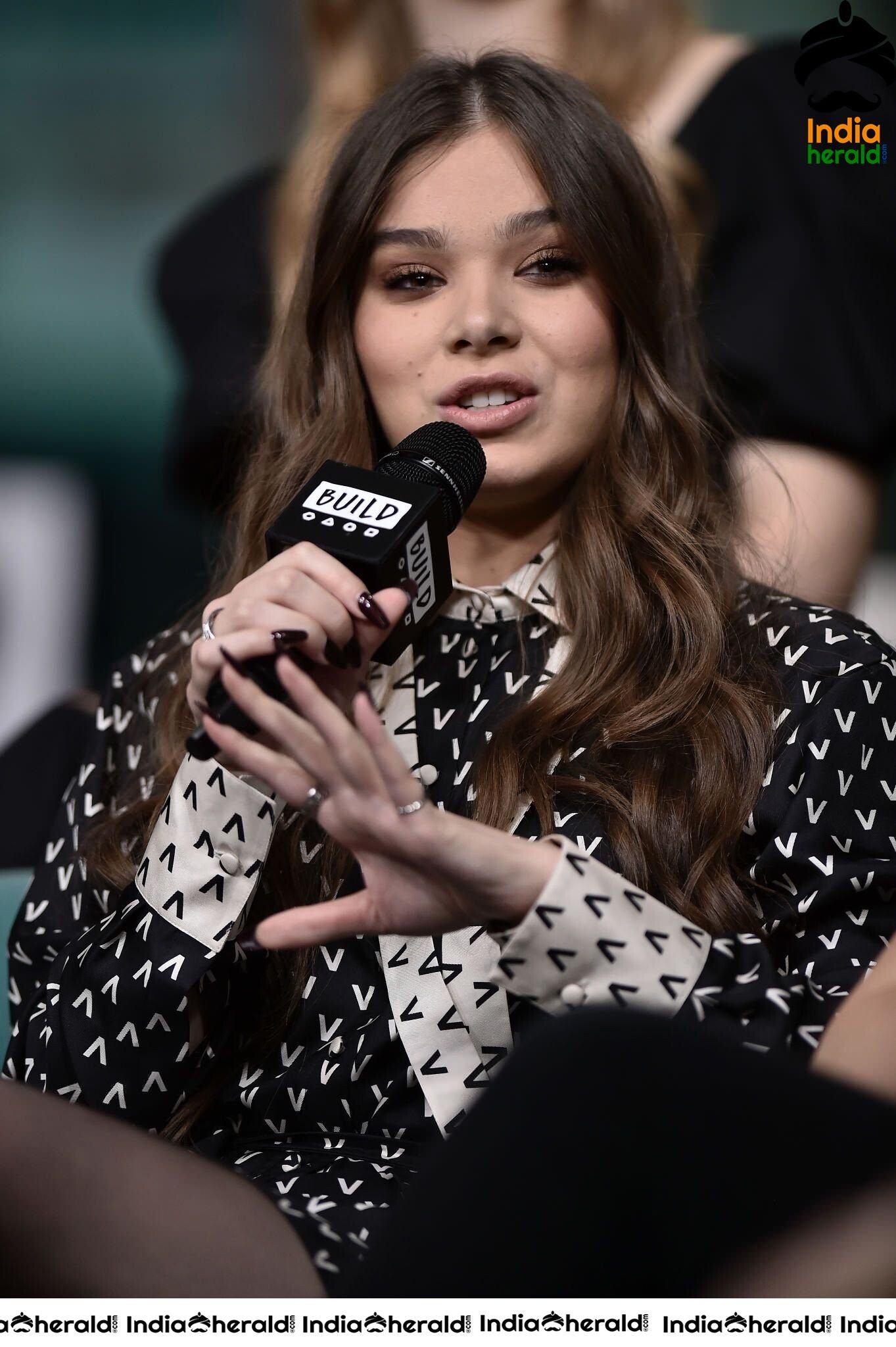 Hailee Steinfeld in Black Transparent Stockings at AOL Build in New York City Set 2