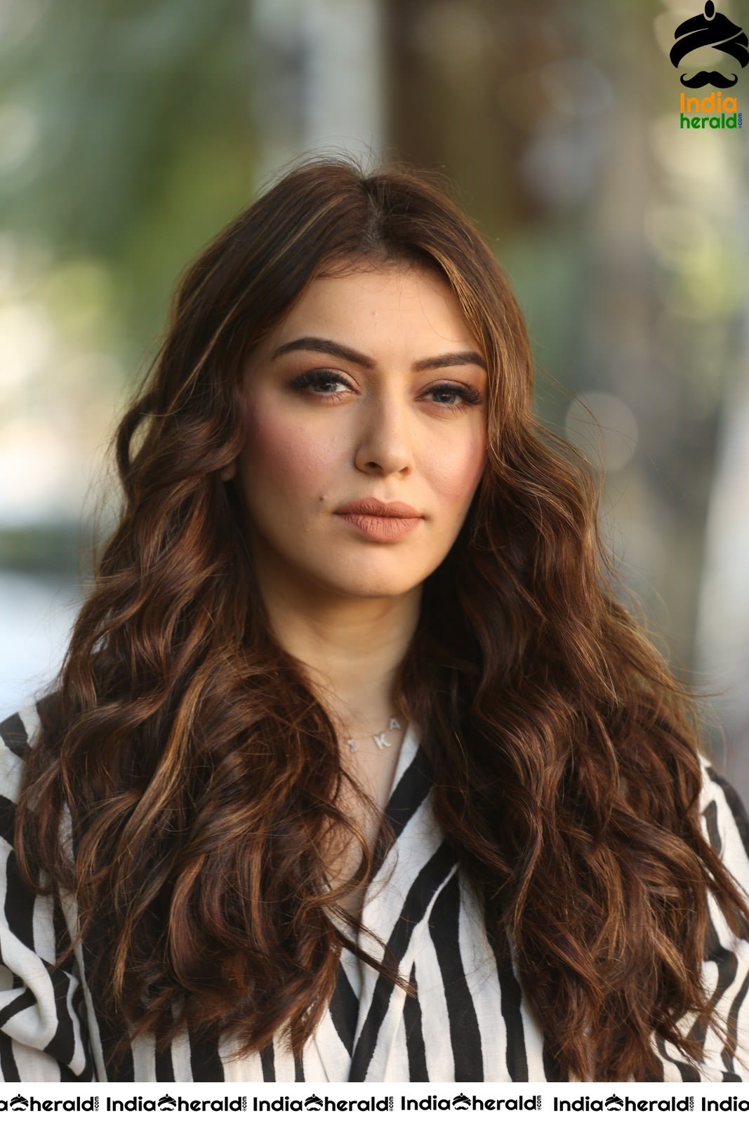 Hansika Motwani in a Black and White Striped Jump Suit Set 2