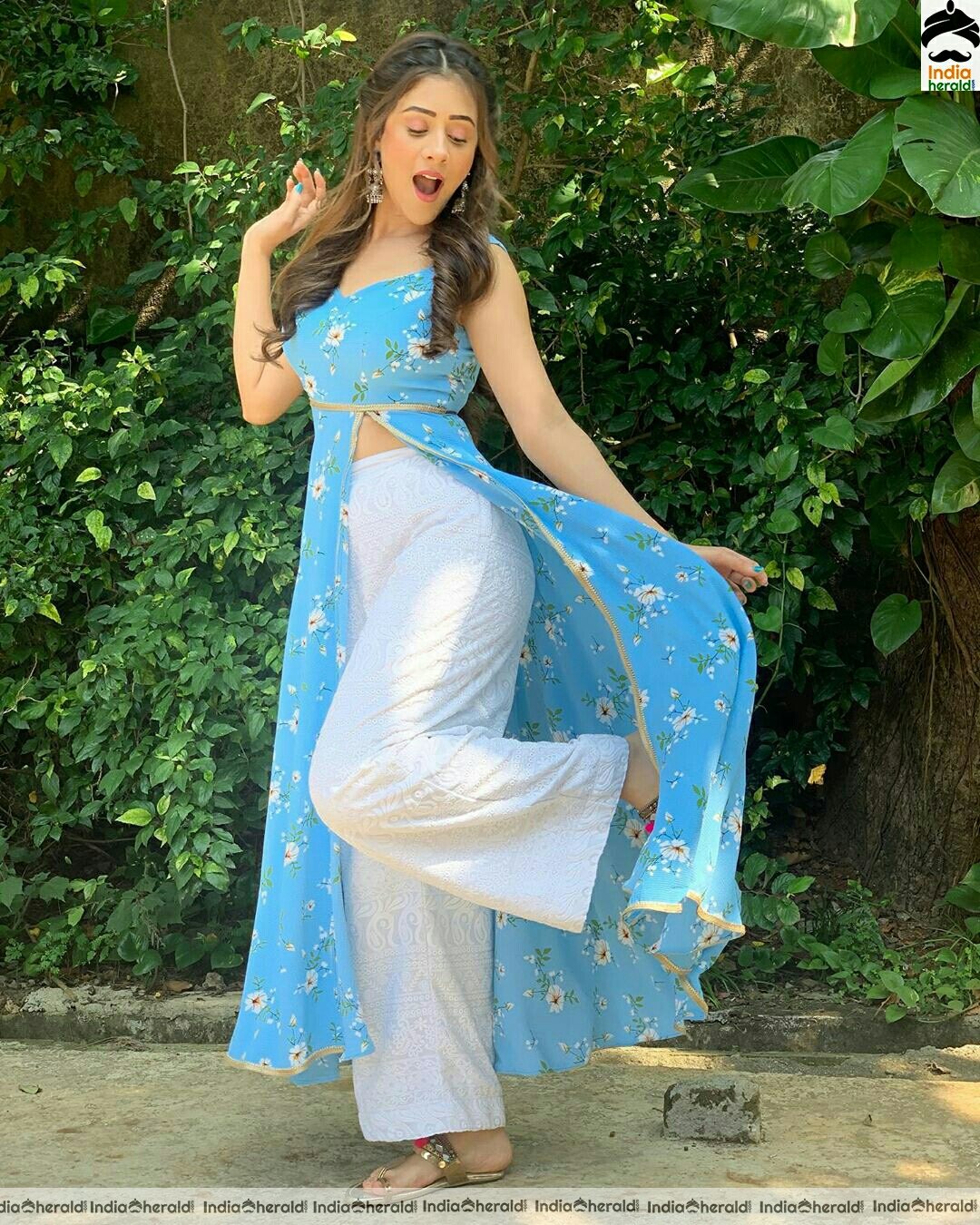 Hiba Nawab Cute Blue Dress Stills