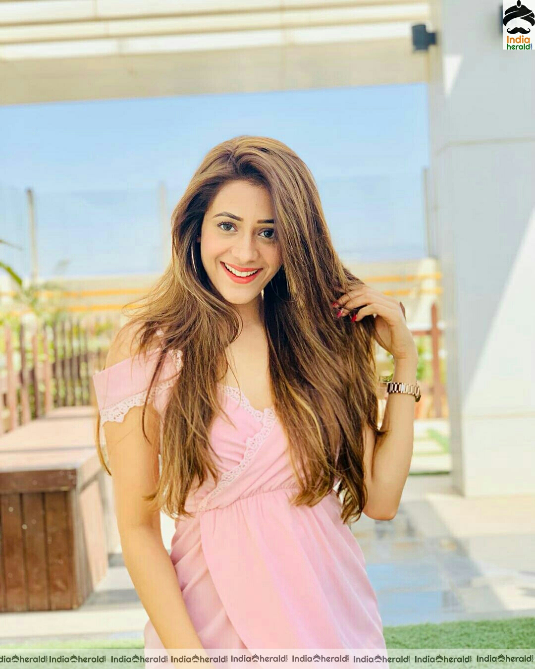 Hiba Nawab Cute Pink Dress photo Stills
