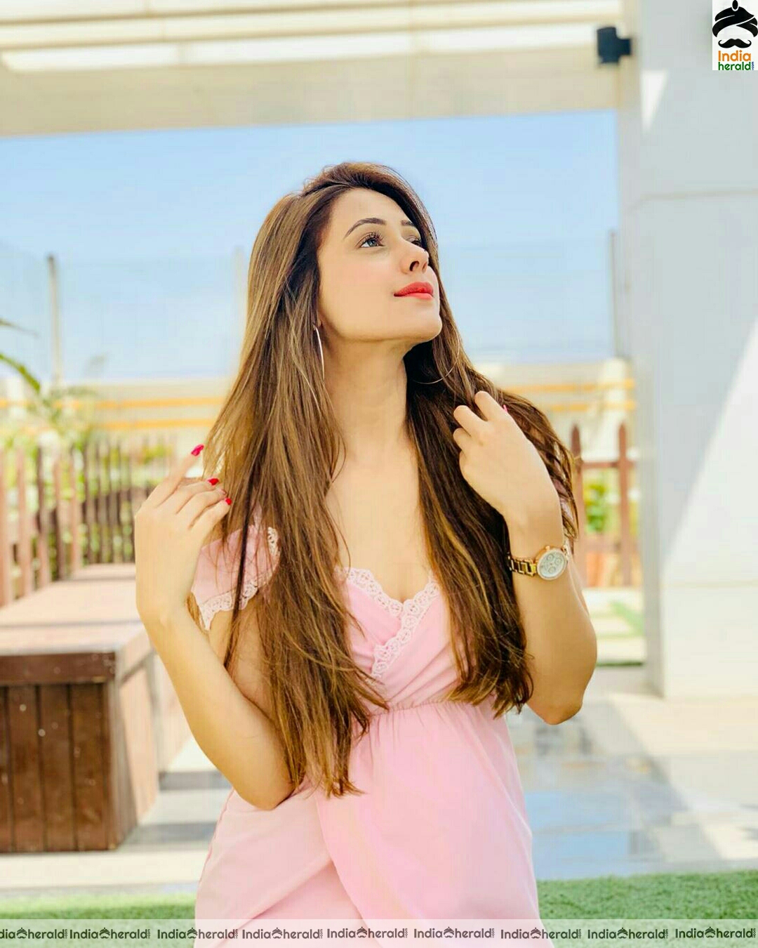 Hiba Nawab Cute Pink Dress photo Stills