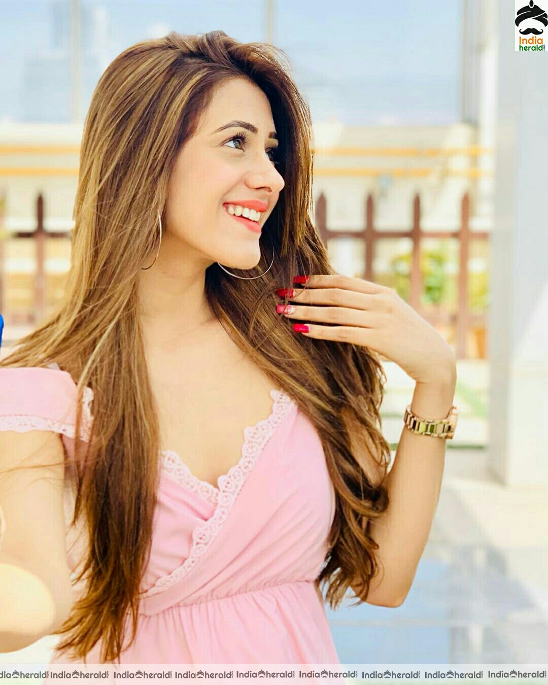 Hiba Nawab Cute Pink Dress photo Stills