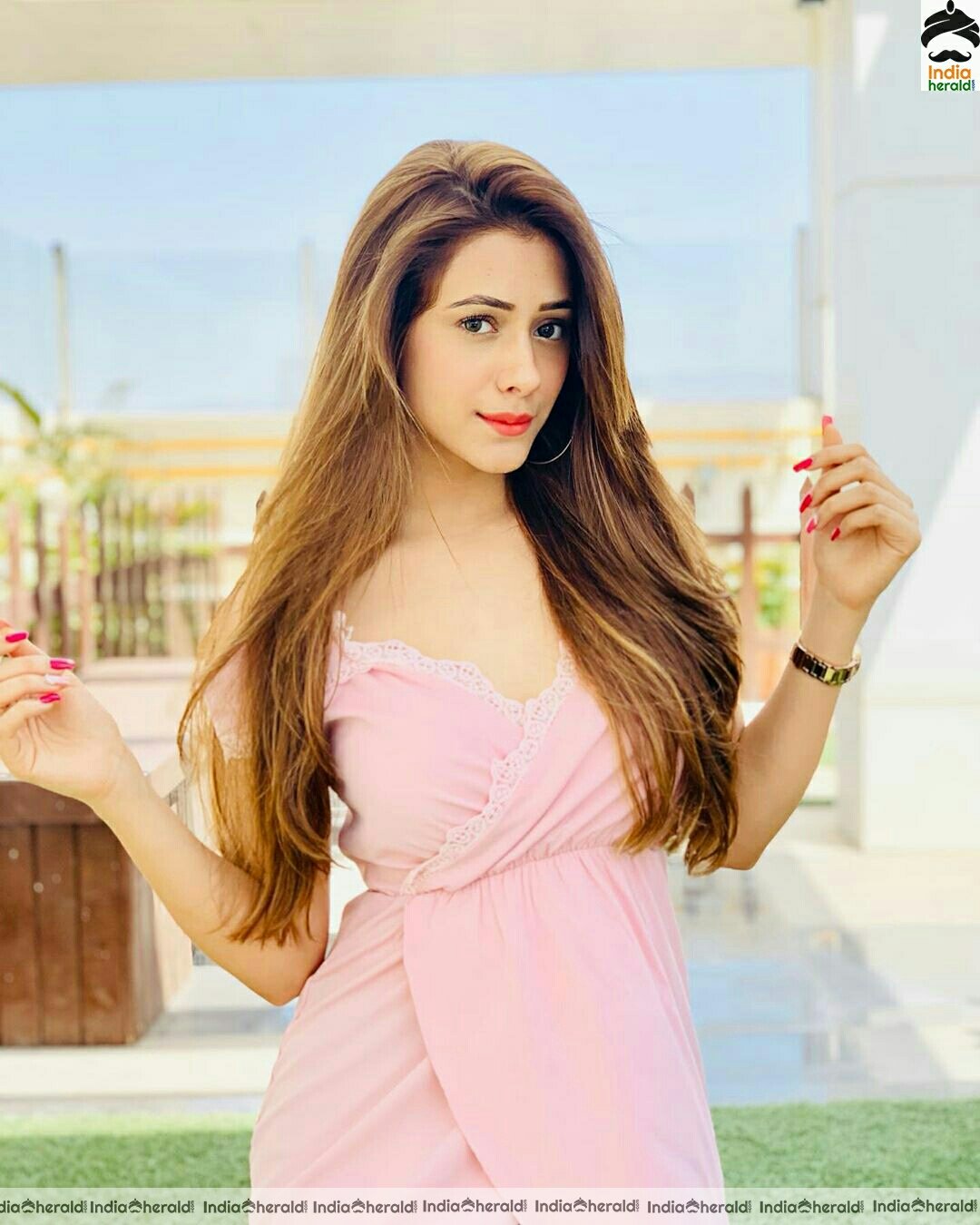 Hiba Nawab Cute Pink Dress photo Stills