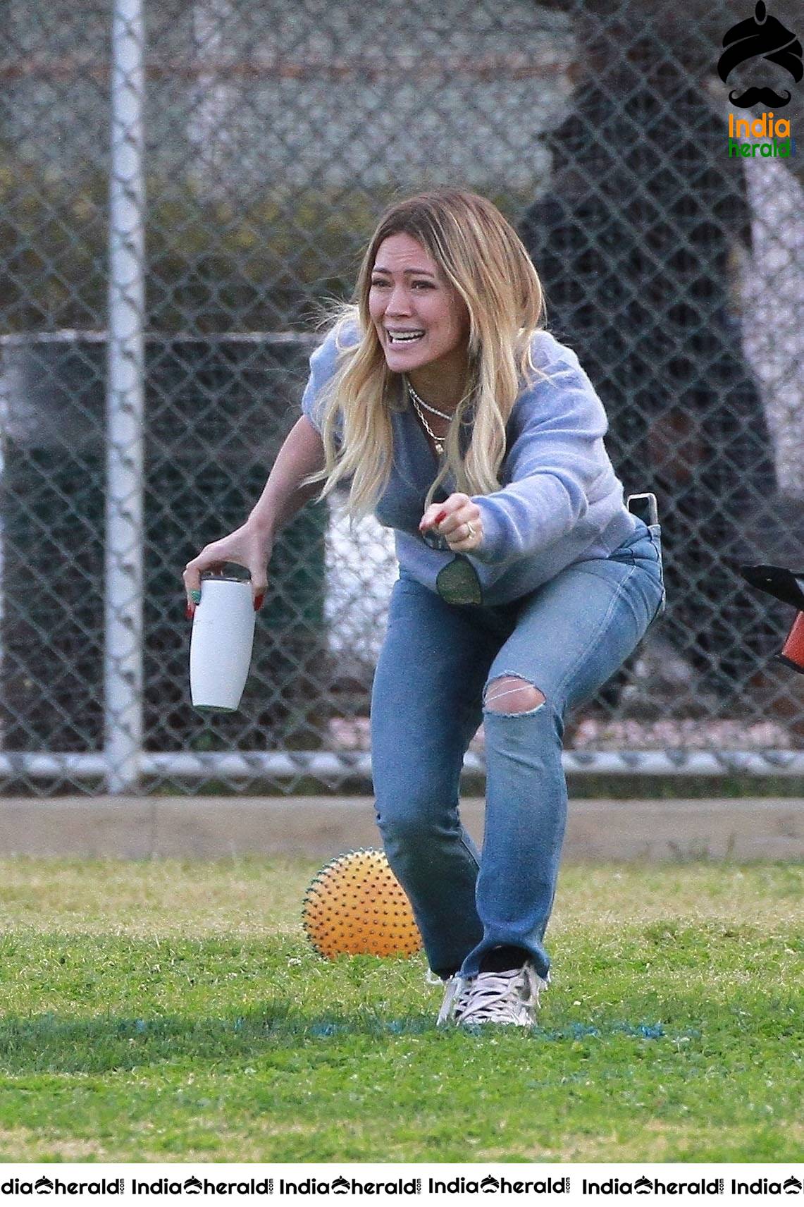 Hilary Duff at her sons football game in Los Angeles