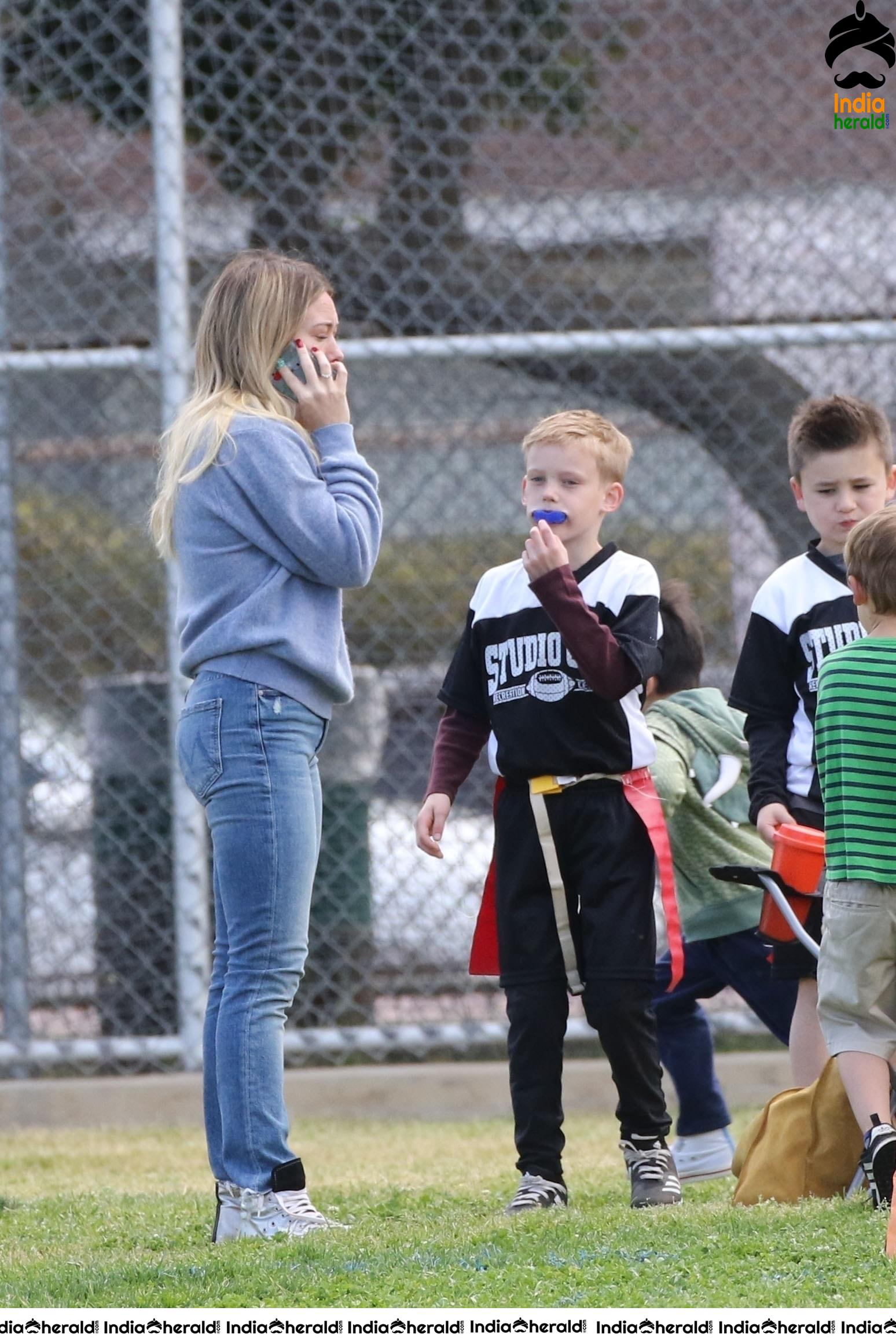 Hilary Duff at her sons football game in Los Angeles