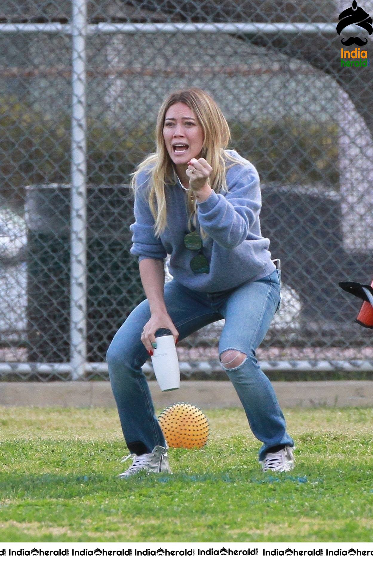 Hilary Duff at her sons football game in Los Angeles